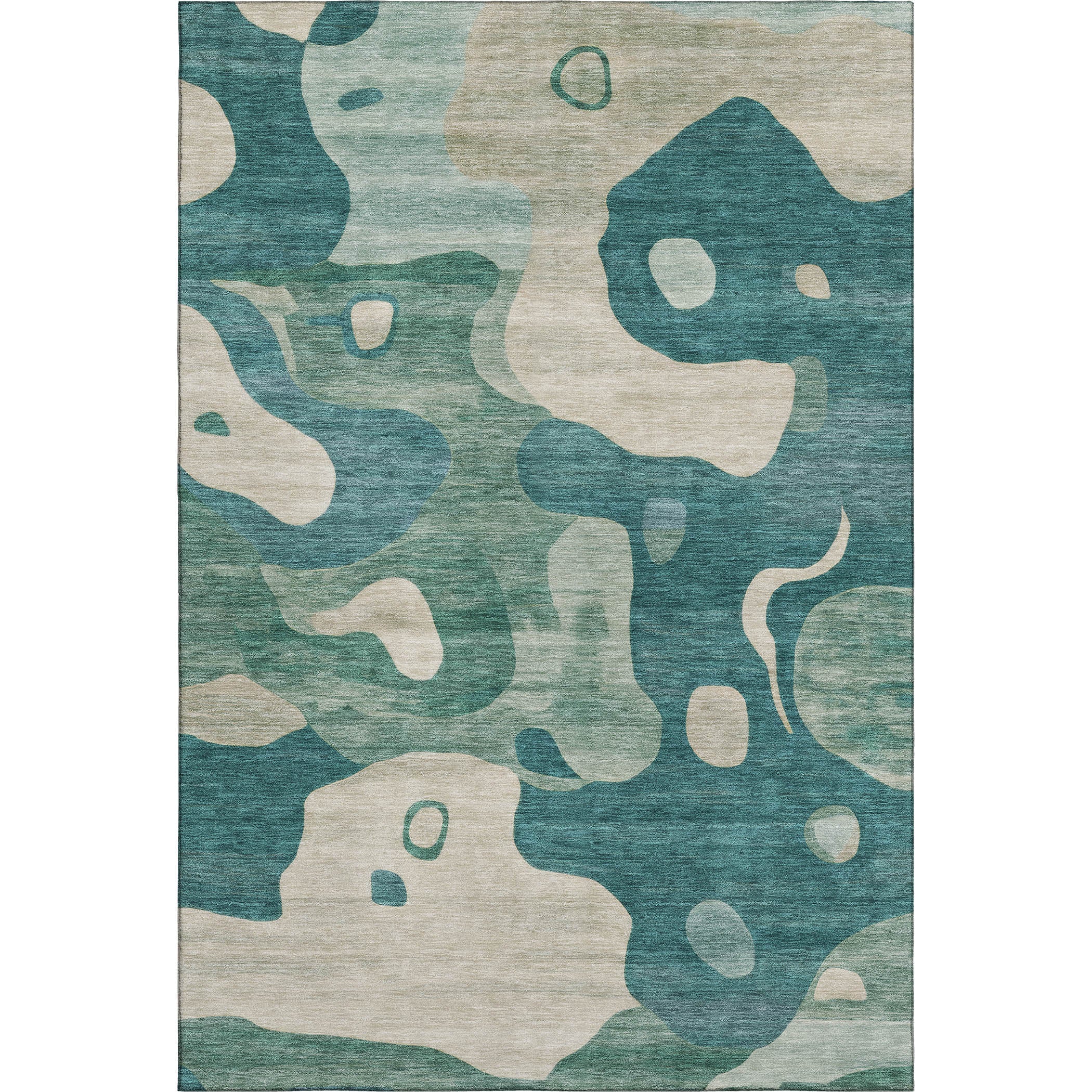 Queenstown Machine Washable Transitional Teal Rug 2'6" x 3'10" #shape_Rectangle