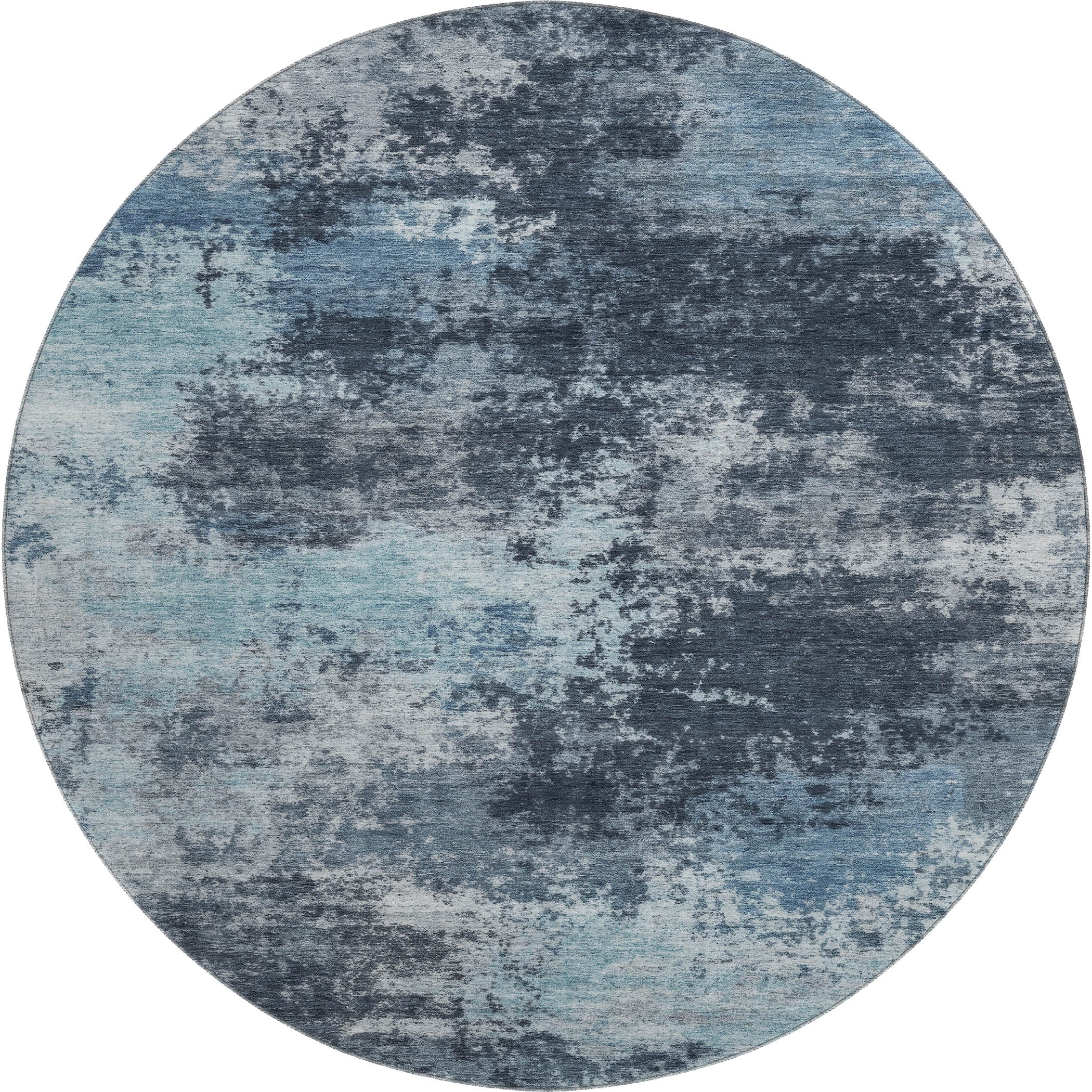 Athens Machine Washable Transitional Blue Rug 8' x 8' #shape_Round