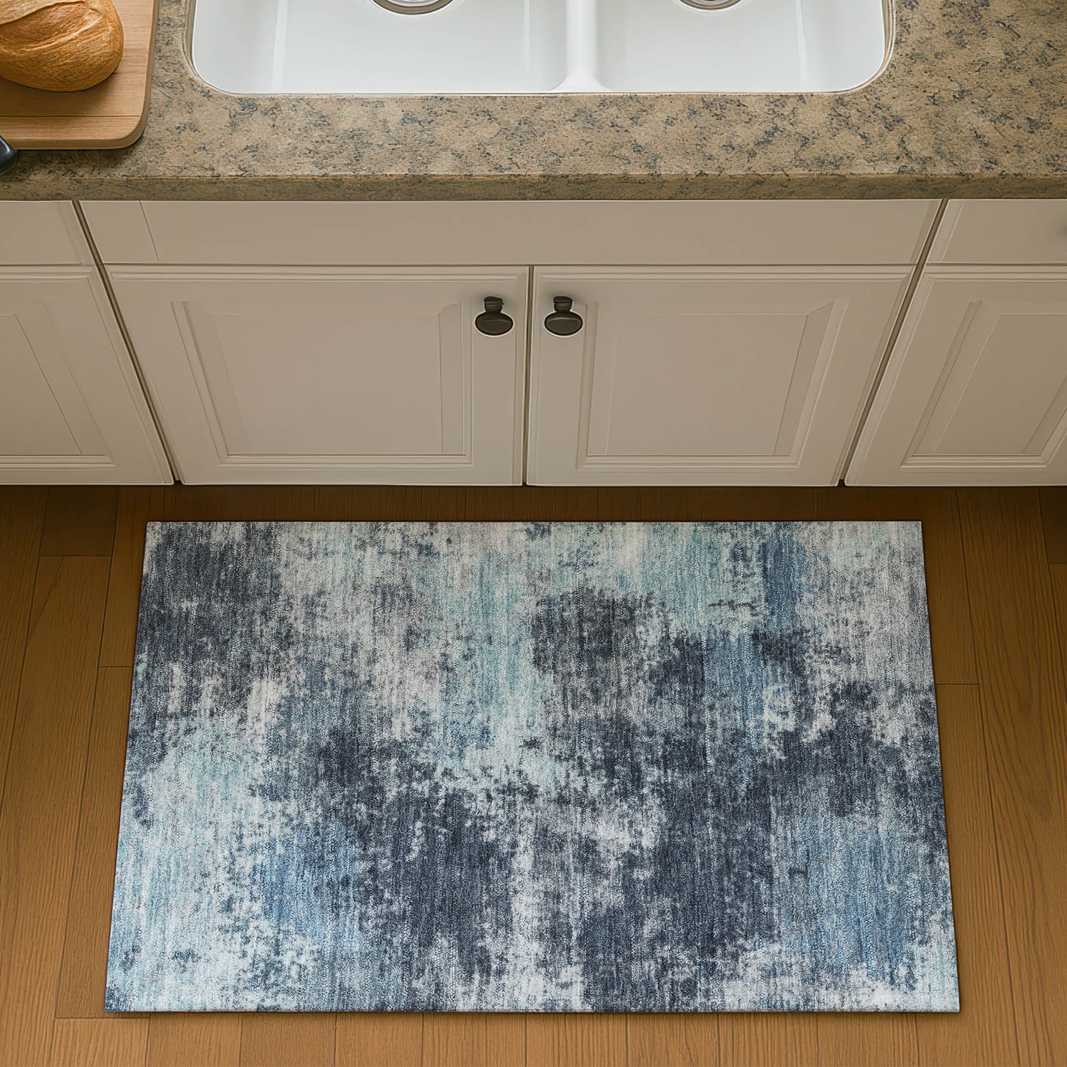 Athens Machine Washable Transitional Blue Rug 1'8" x 2'6" #shape_Rectangle