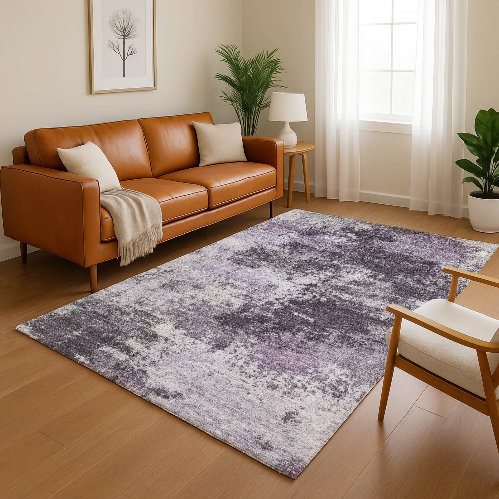 Athens Machine Washable Transitional Purple Rug 2'6" x 3'10" #shape_Rectangle