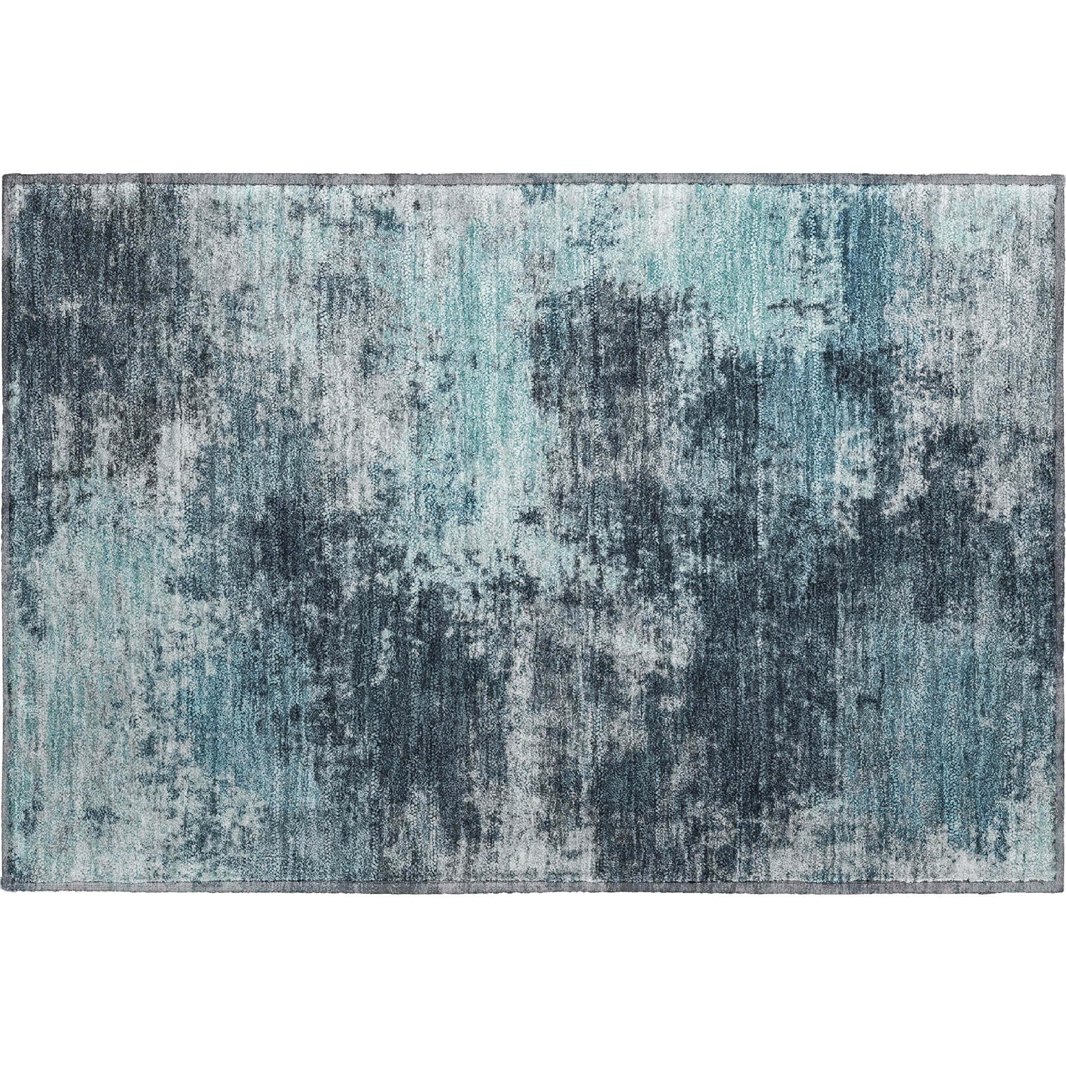 Athens Machine Washable Transitional Teal Rug 1'8" x 2'6" #shape_Rectangle