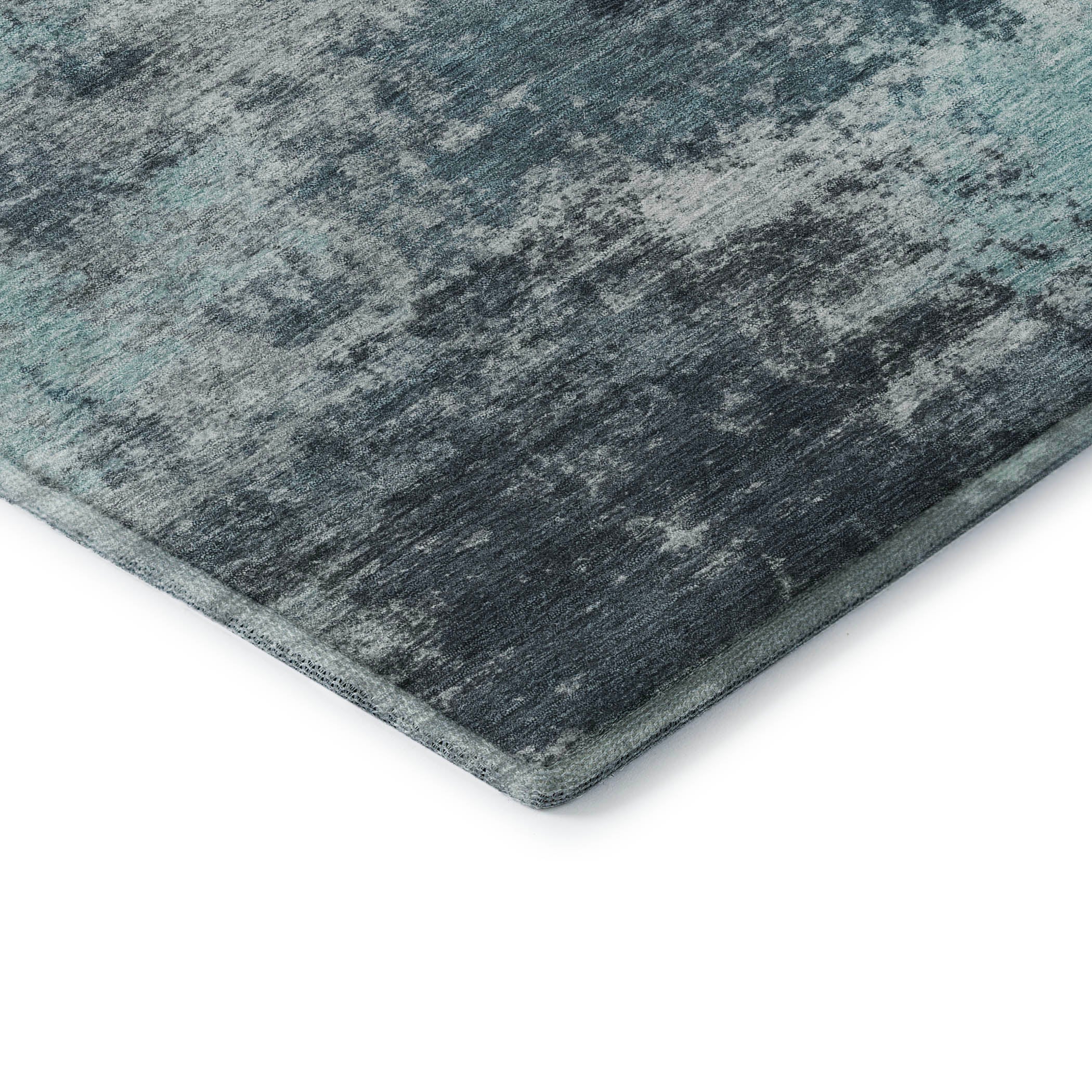 Athens Machine Washable Transitional Teal Rug 1'8" x 2'6" #shape_Rectangle