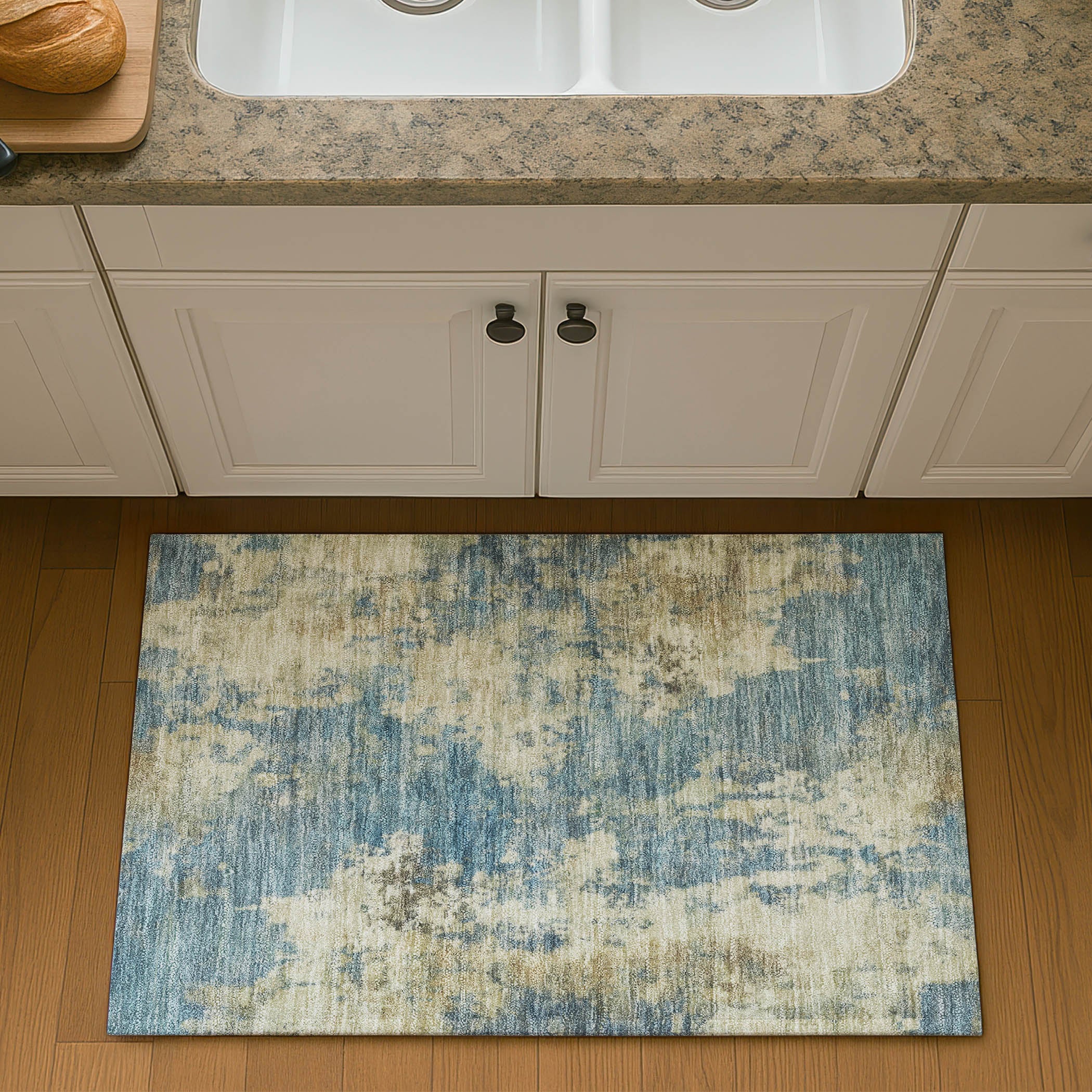 Seoul Machine Washable Transitional Blue Rug 1'8" x 2'6" #shape_Rectangle