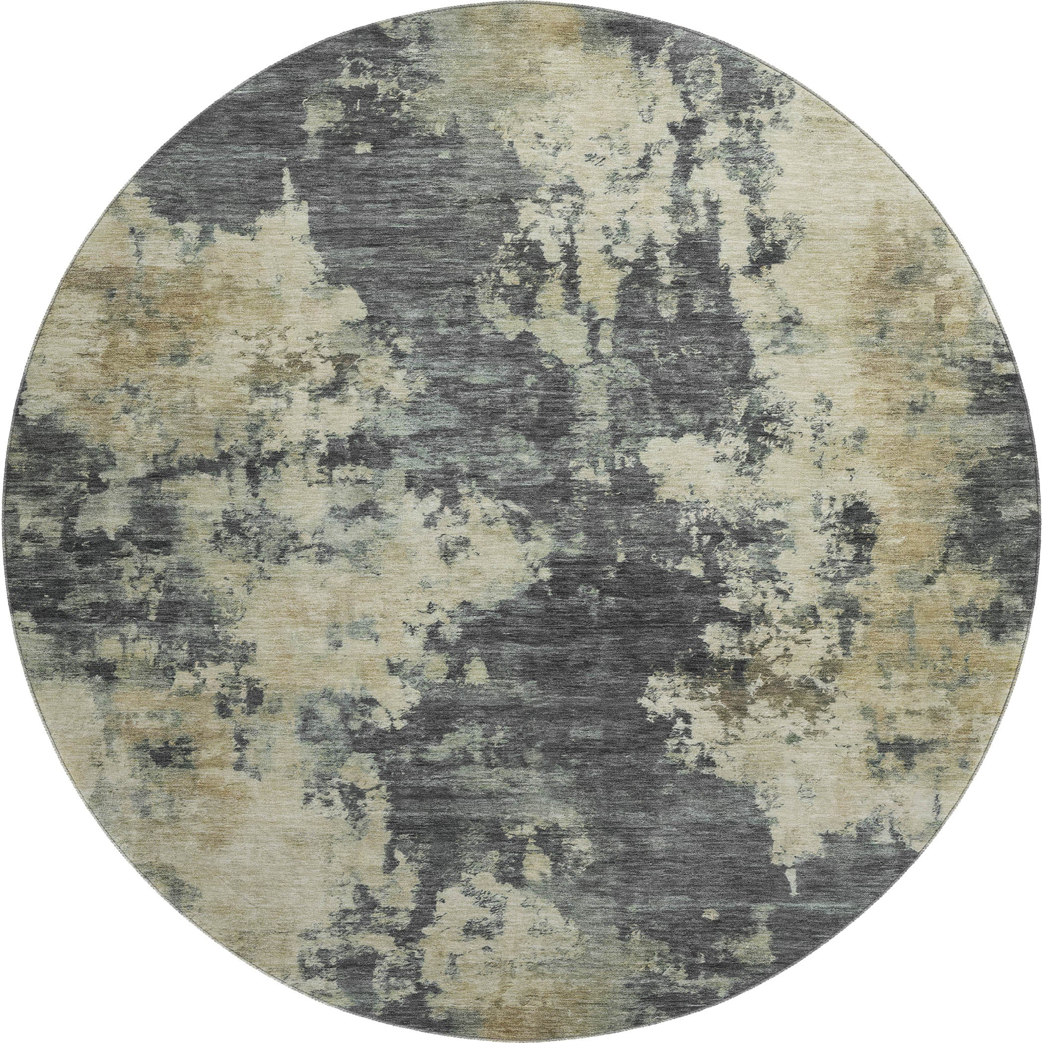 Seoul Machine Washable Transitional Gray Rug 8' x 8' #shape_Round