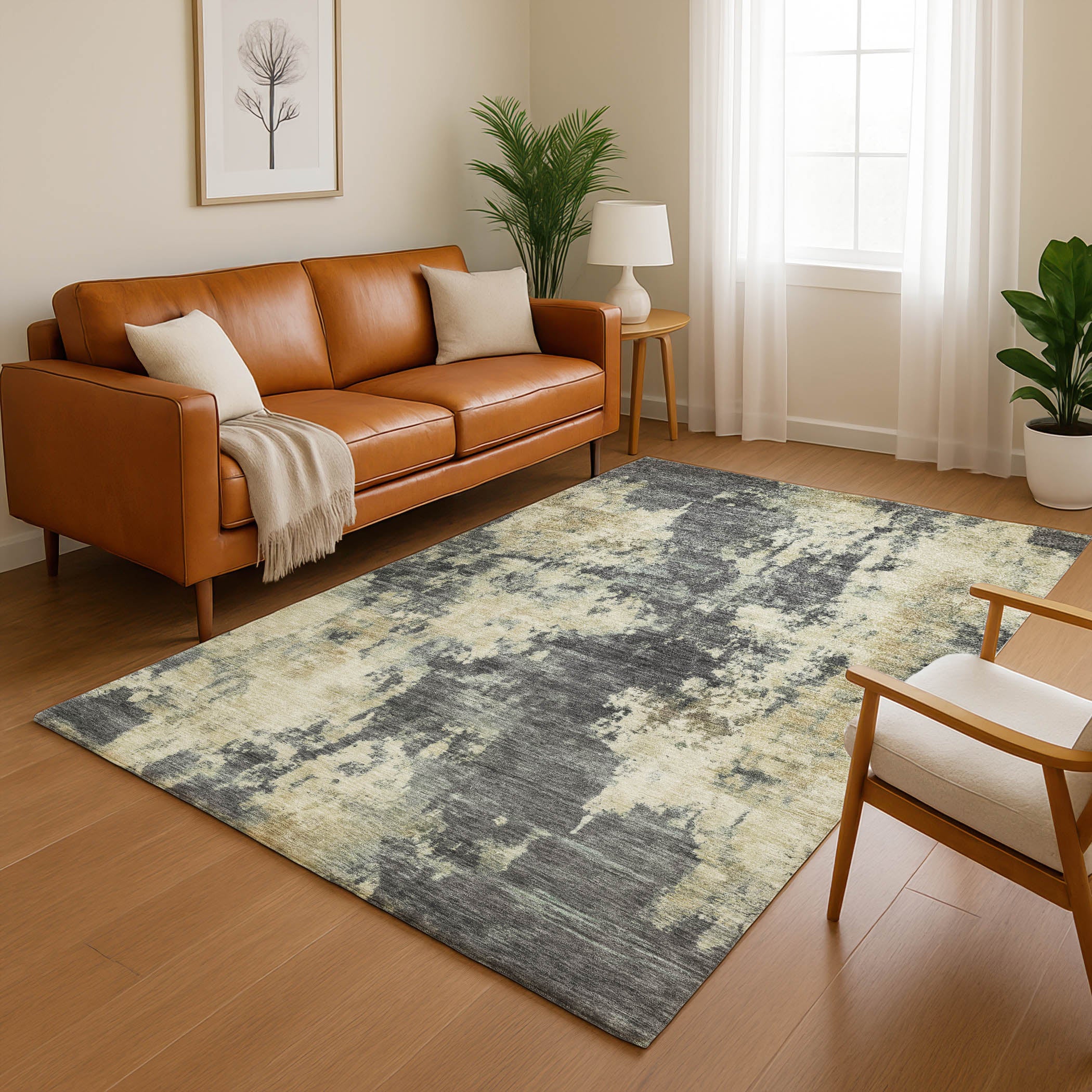 Seoul Machine Washable Transitional Gray Rug 2'6" x 3'10" #shape_Rectangle