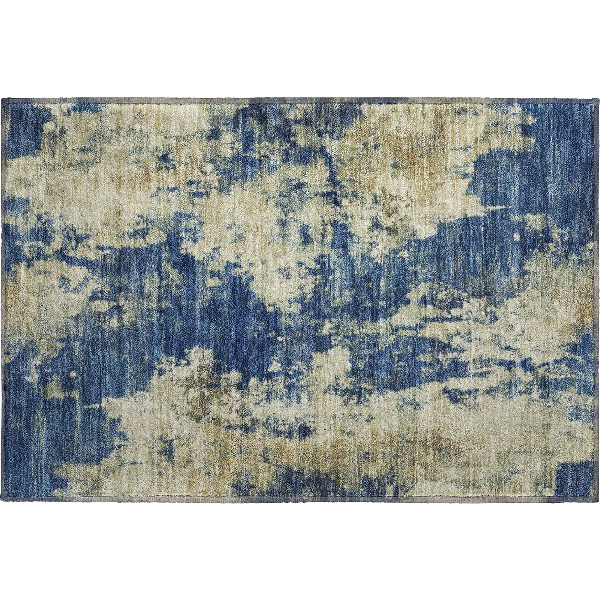 Seoul Machine Washable Transitional Navy Blue Rug 1'8" x 2'6" #shape_Rectangle
