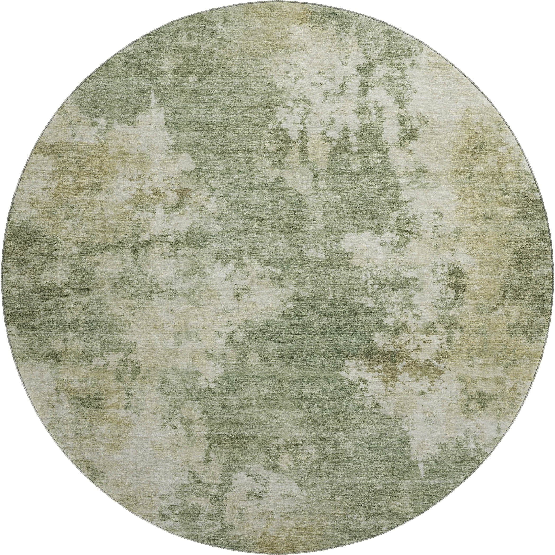 Seoul Machine Washable Transitional Sage Green Rug 8' x 8' #shape_Round