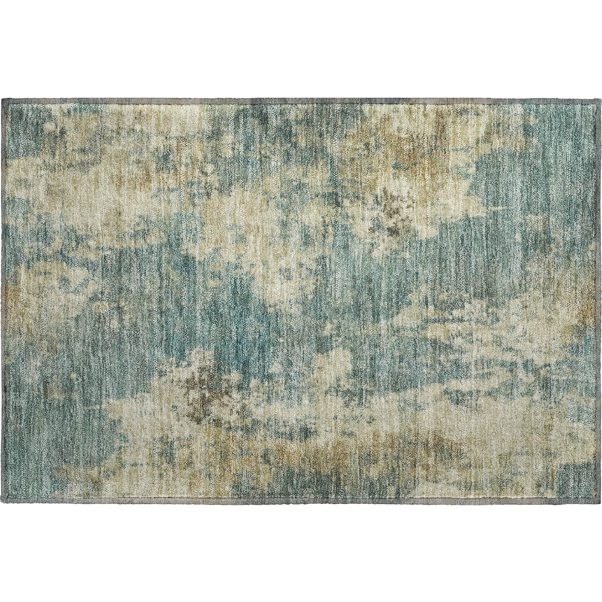 Seoul Machine Washable Transitional Teal Rug 1'8" x 2'6" #shape_Rectangle