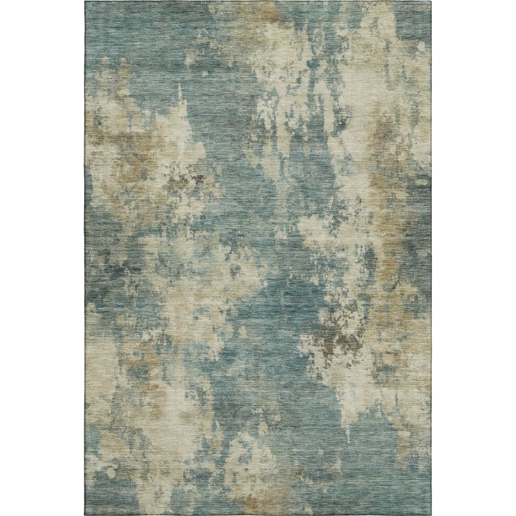 Seoul Machine Washable Transitional Teal Rug 2'6" x 3'10" #shape_Rectangle