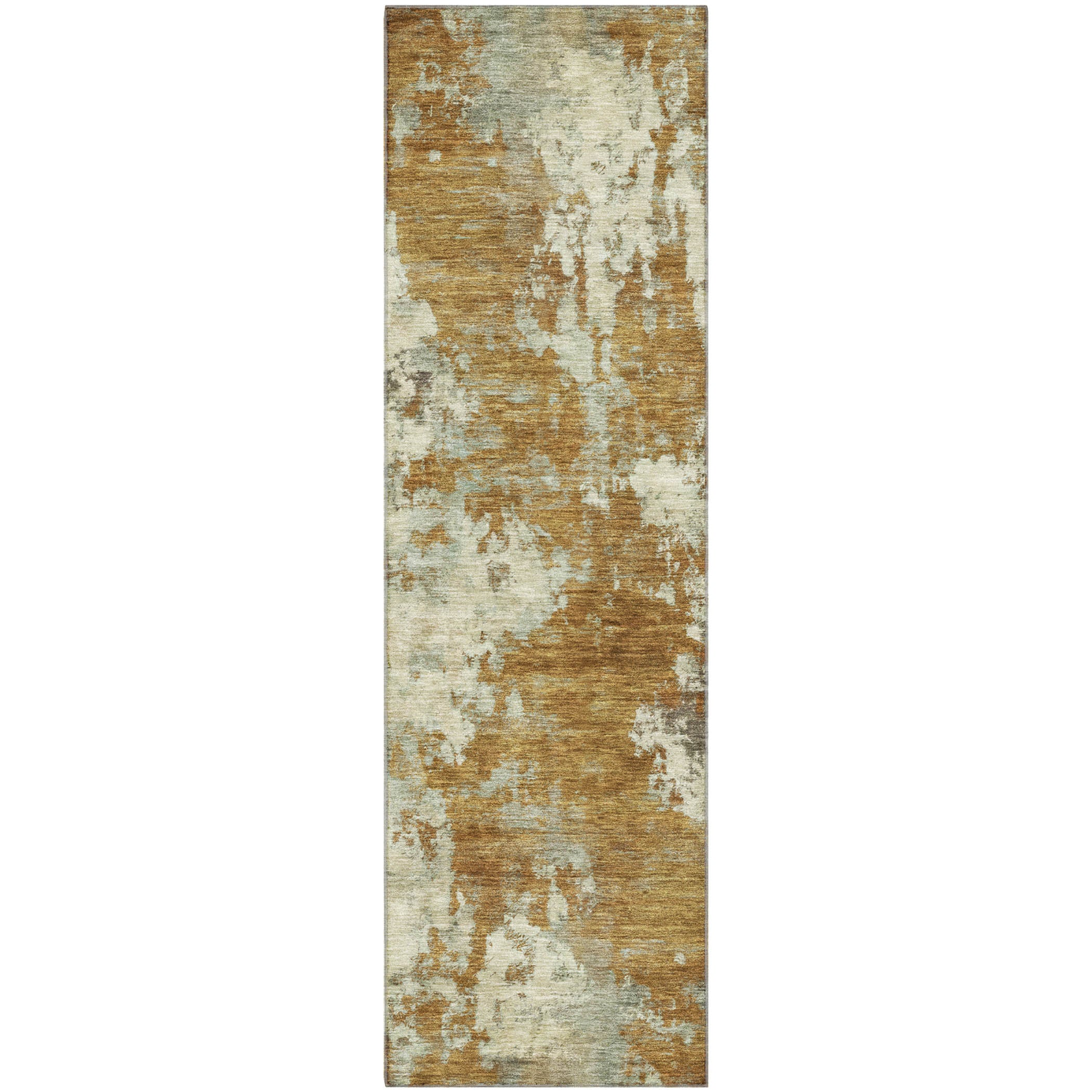 Seoul Machine Washable Transitional Terracotta Orange Rug 2'3" x 7'6" #shape_Runner