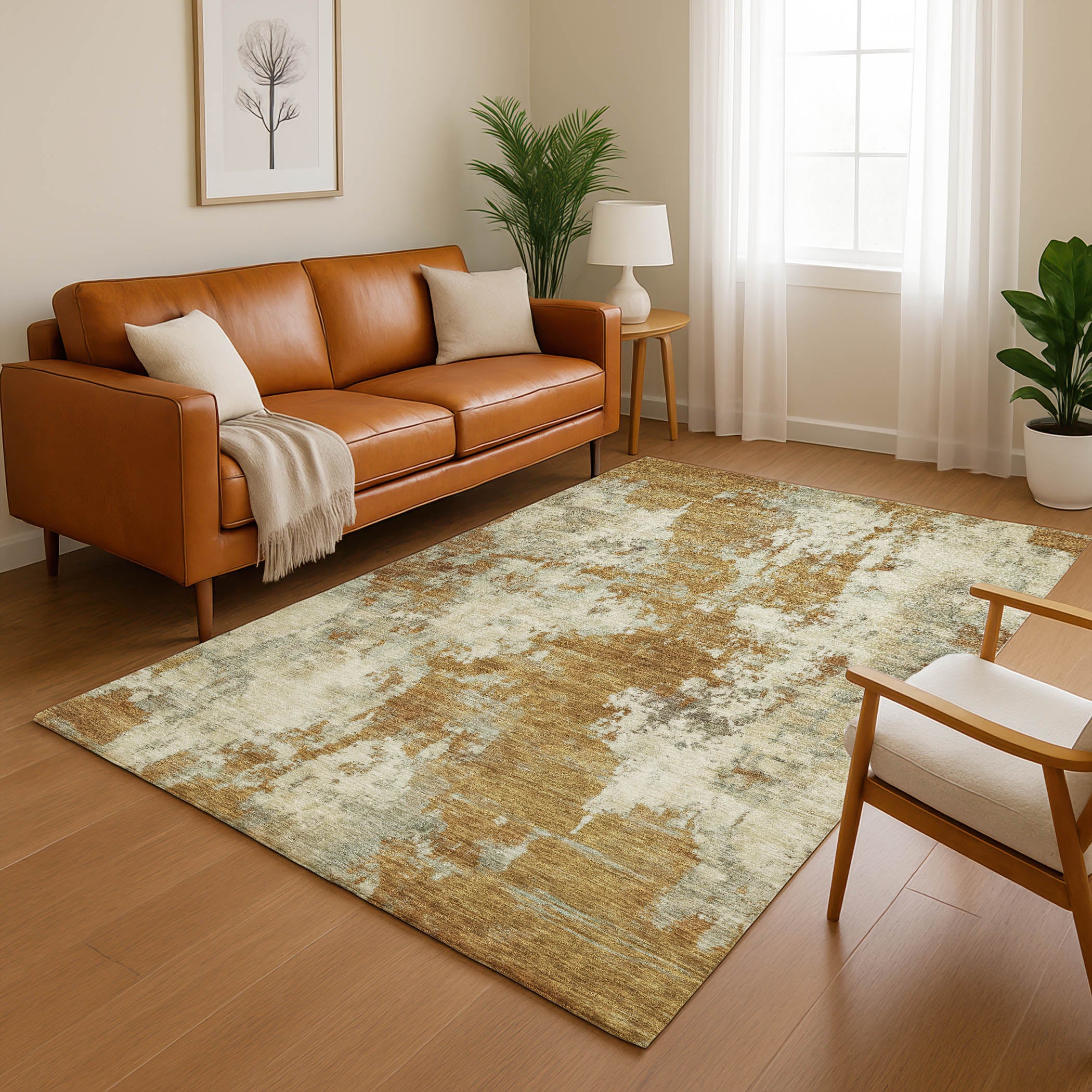 Seoul Machine Washable Transitional Terracotta Orange Rug 2'6" x 3'10" #shape_Rectangle