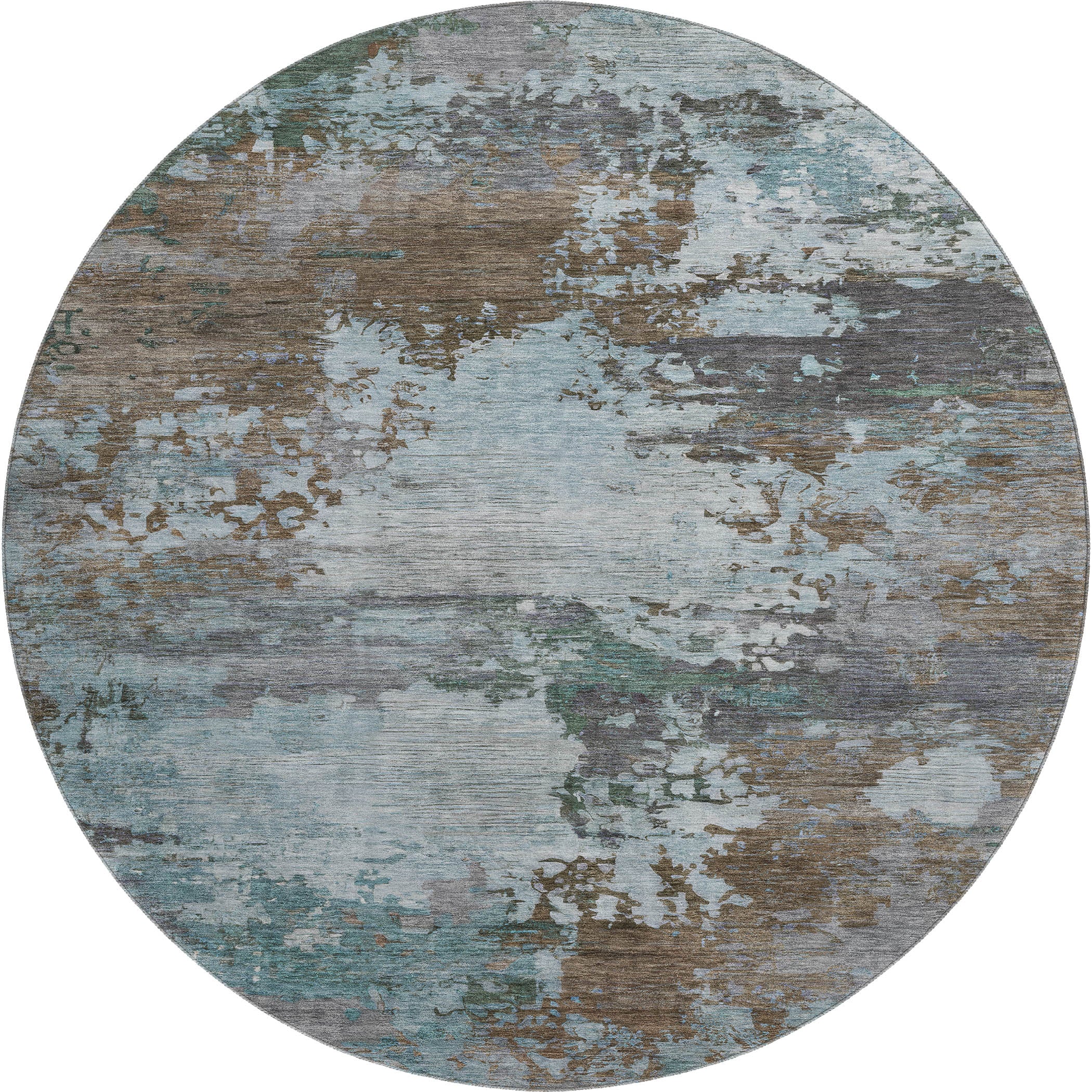 Bangkok Machine Washable Transitional Brown Rug 8' x 8' #shape_Round