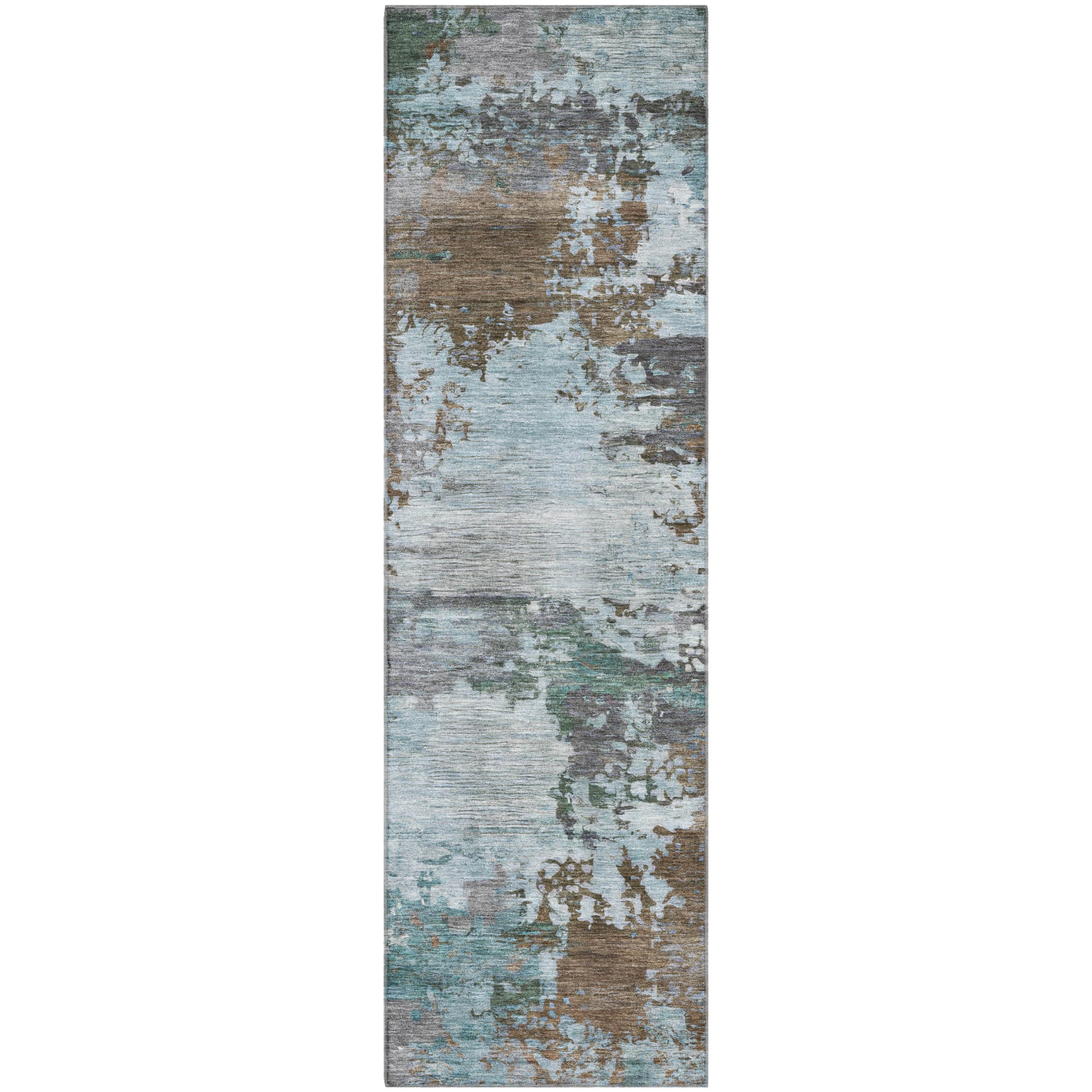 Bangkok Machine Washable Transitional Brown Rug 2'3" x 7'6" #shape_Runner