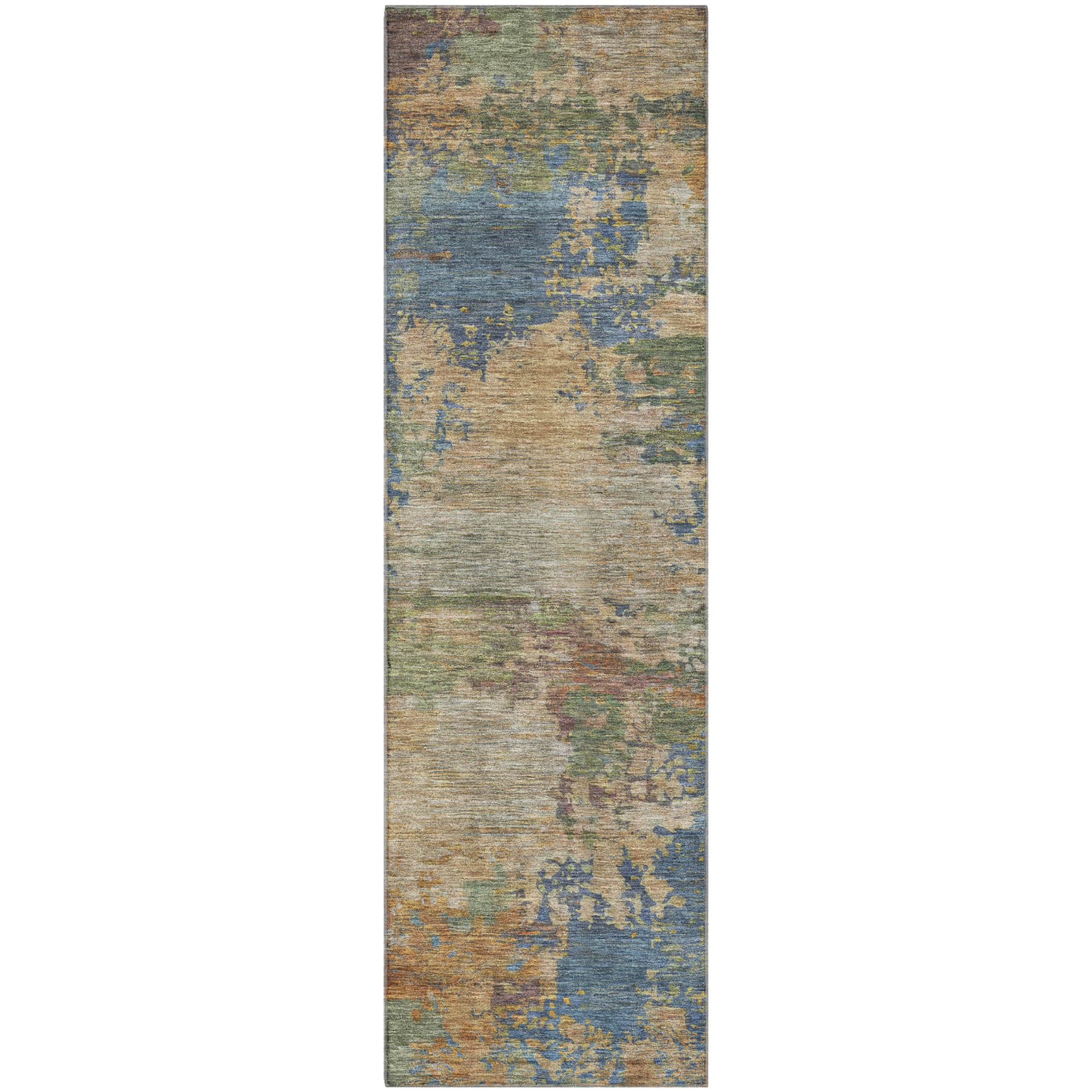 Bangkok Machine Washable Transitional Denim Blue Rug 2'3" x 7'6" #shape_Runner