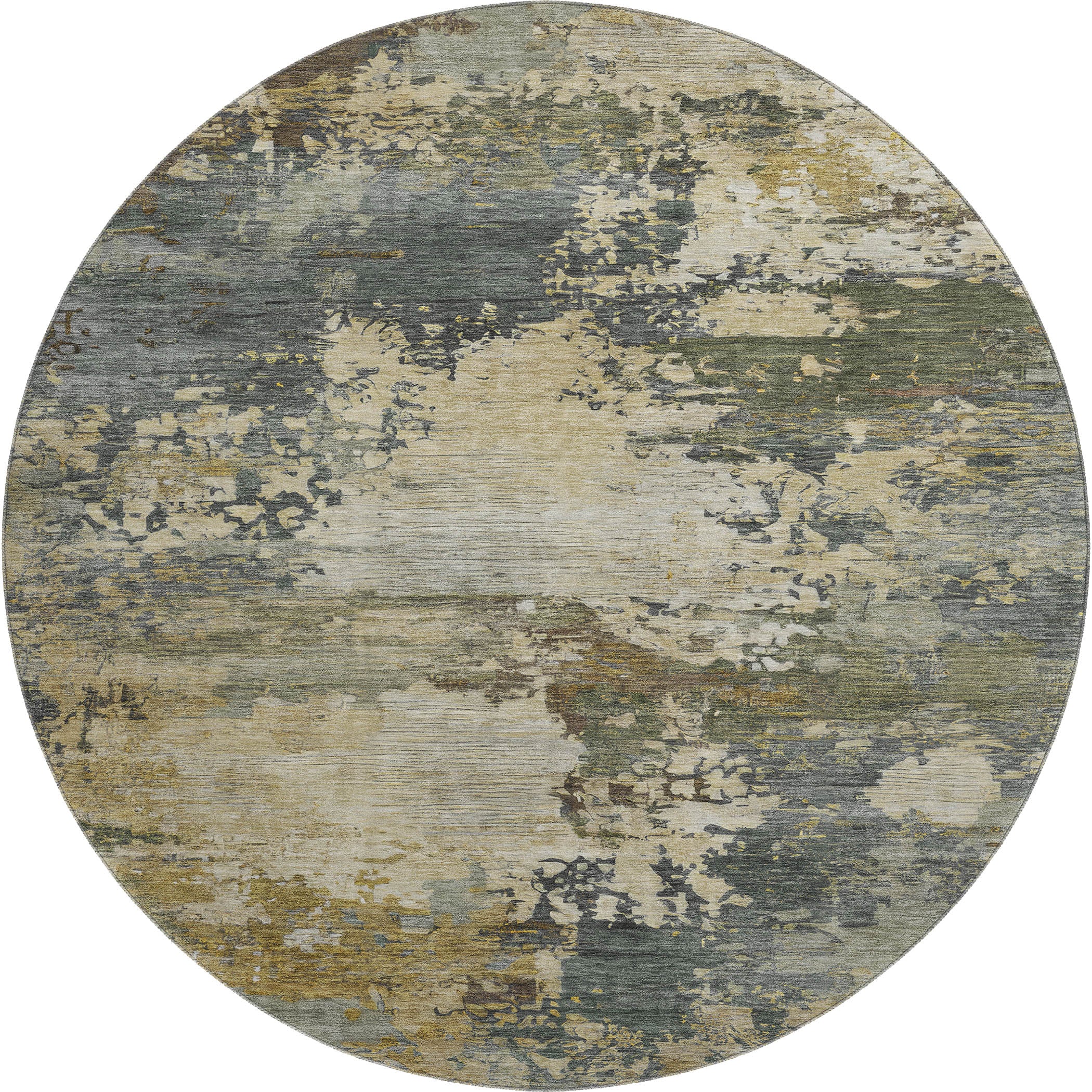 Bangkok Machine Washable Transitional Gray Rug 8' x 8' #shape_Round