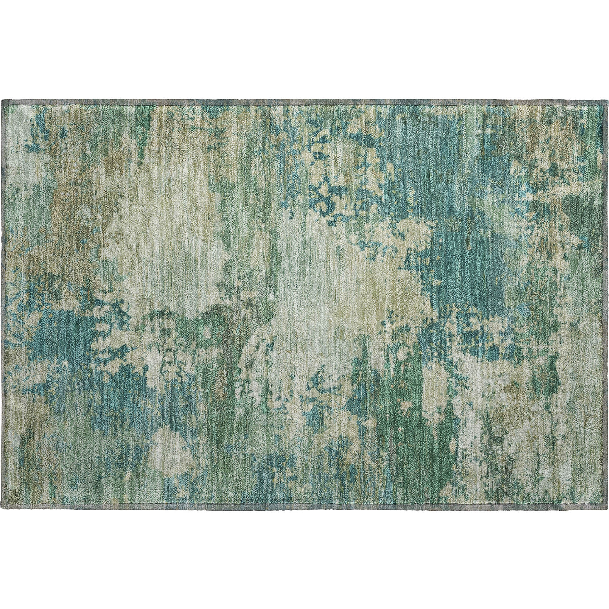 Bangkok Machine Washable Transitional Teal Rug 1'8" x 2'6" #shape_Rectangle