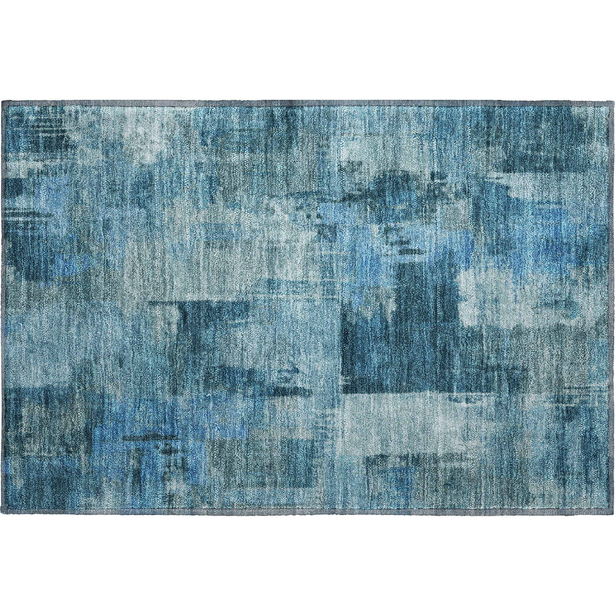 Seville Machine Washable Transitional Blue Rug 1'8" x 2'6" #shape_Rectangle