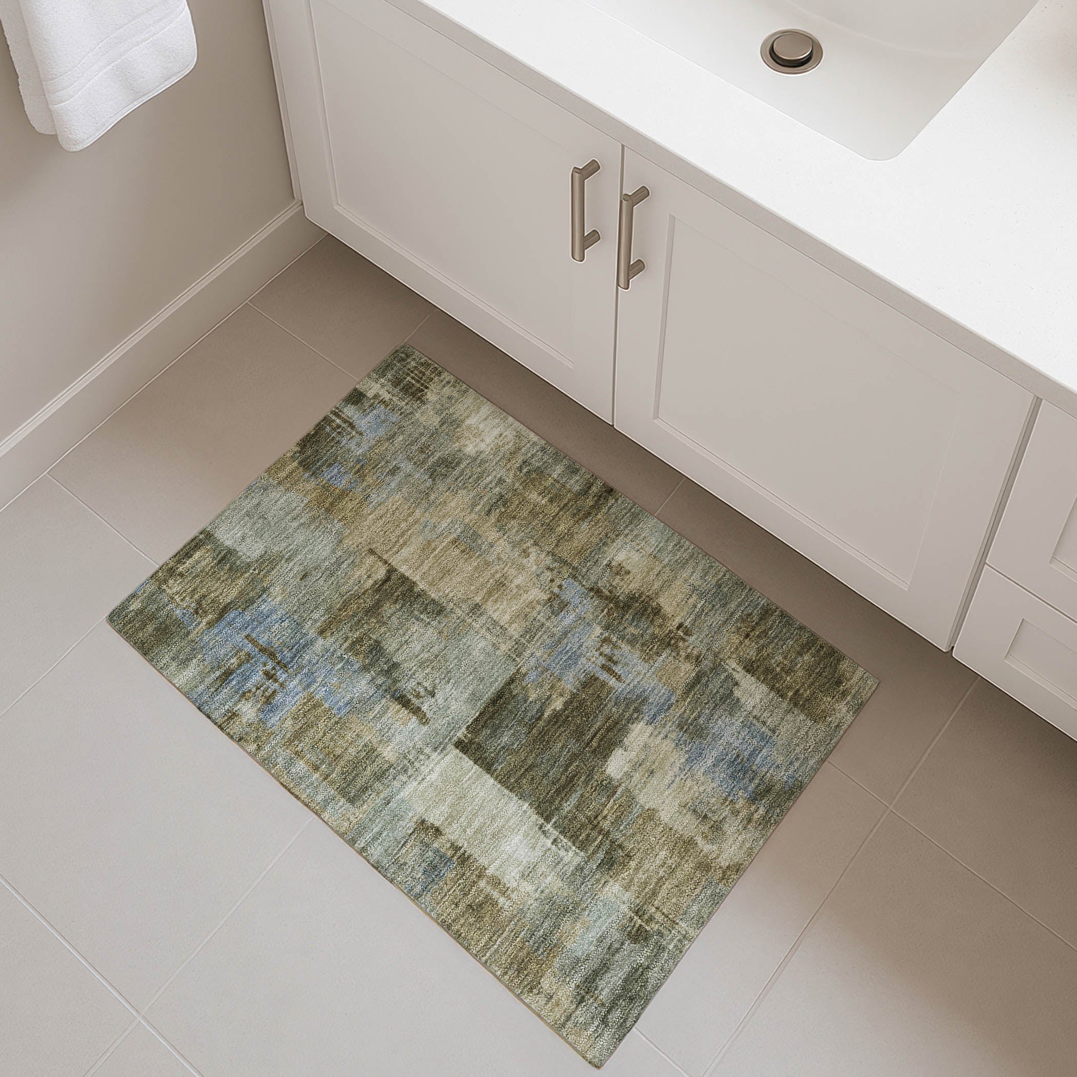 Seville Machine Washable Transitional Green Rug 1'8" x 2'6" #shape_Rectangle