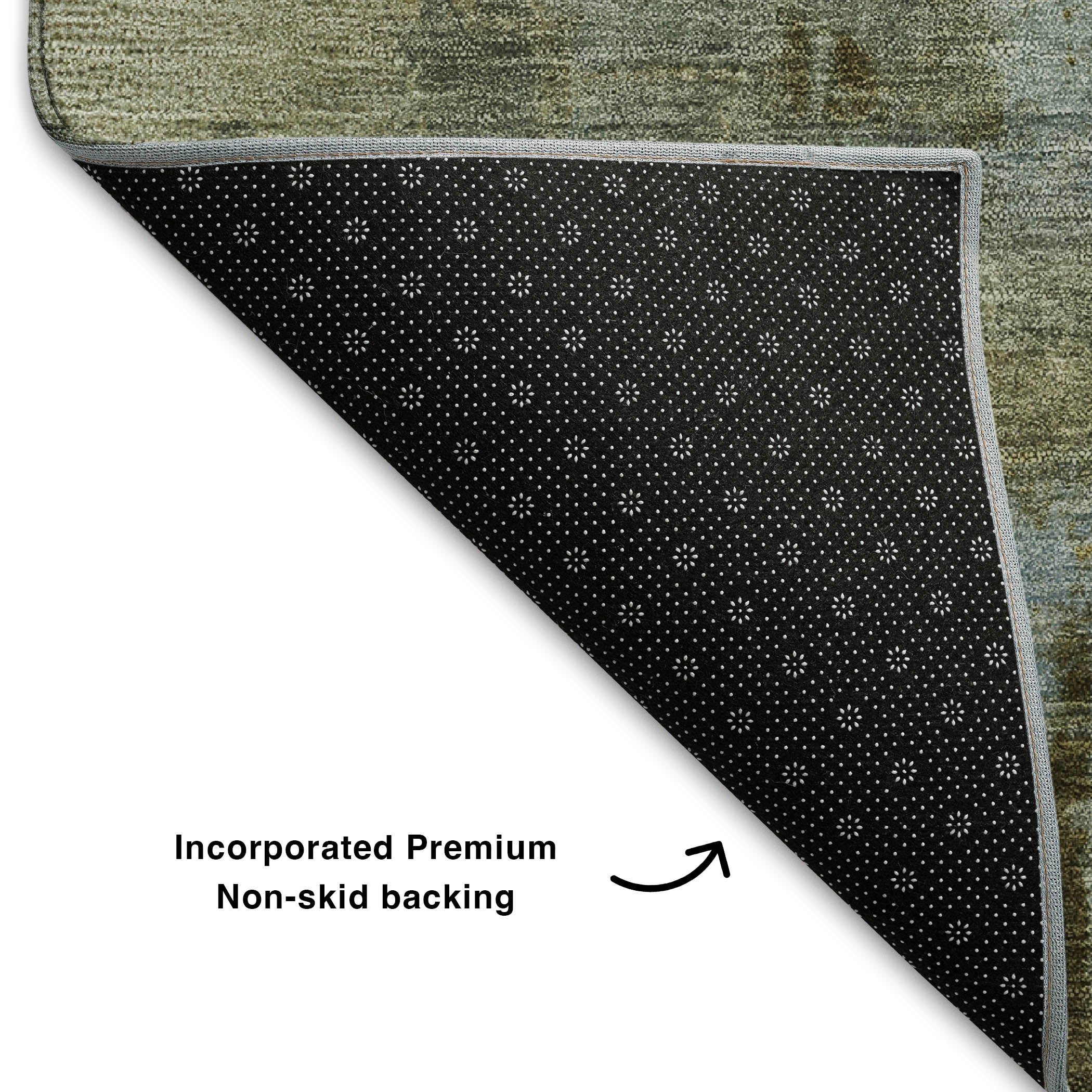 Seville Machine Washable Transitional Green Rug 1'8" x 2'6" #shape_Rectangle