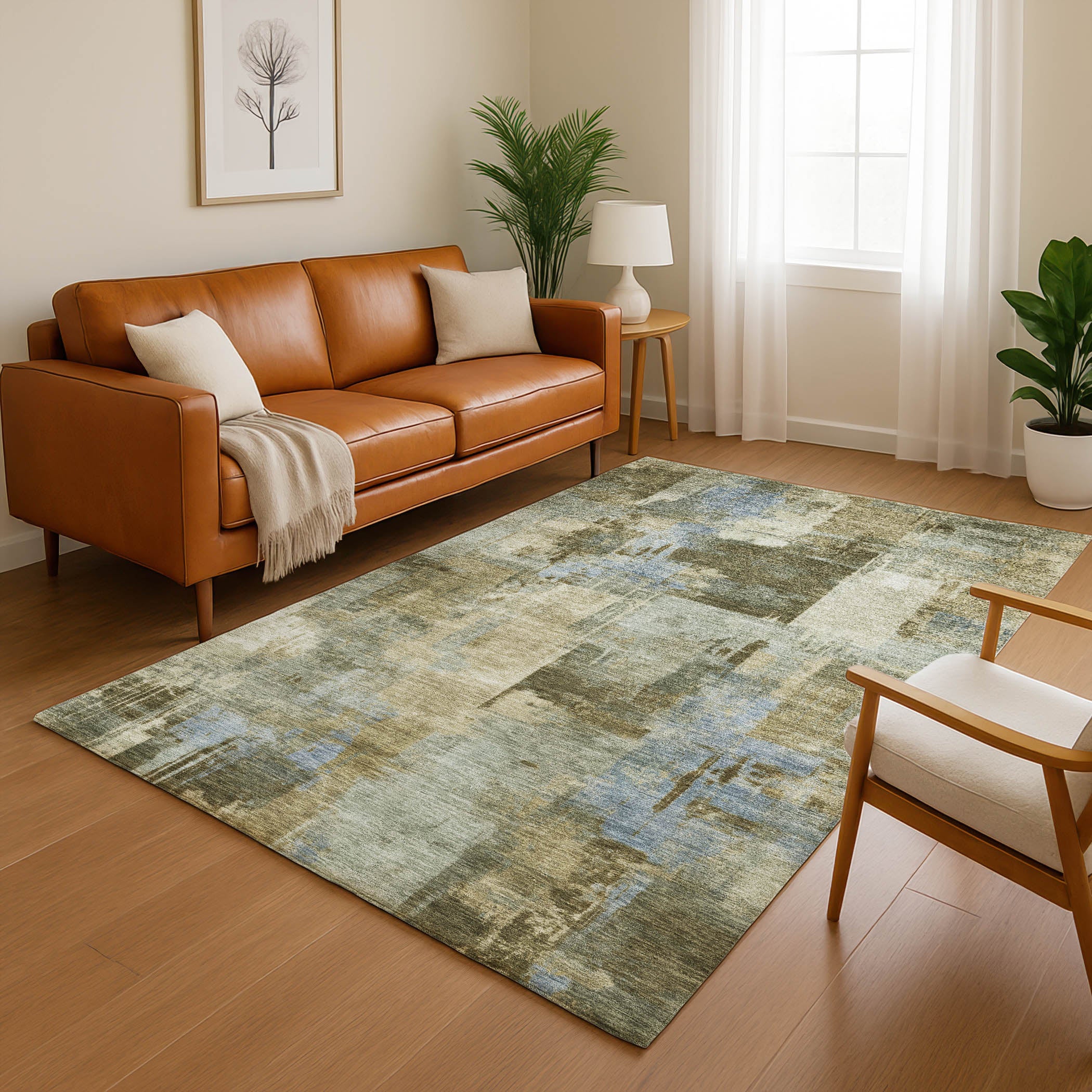 Seville Machine Washable Transitional Green Rug 2'6" x 3'10" #shape_Rectangle