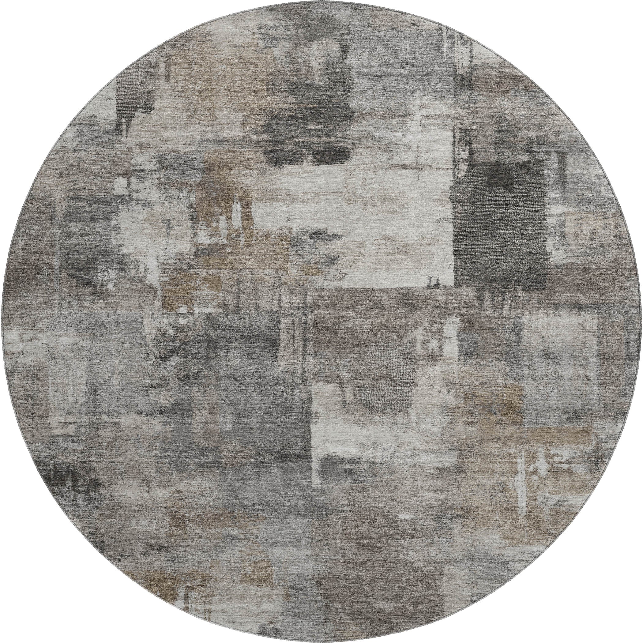 Seville Machine Washable Transitional Pewter Gray Rug 8' x 8' #shape_Round