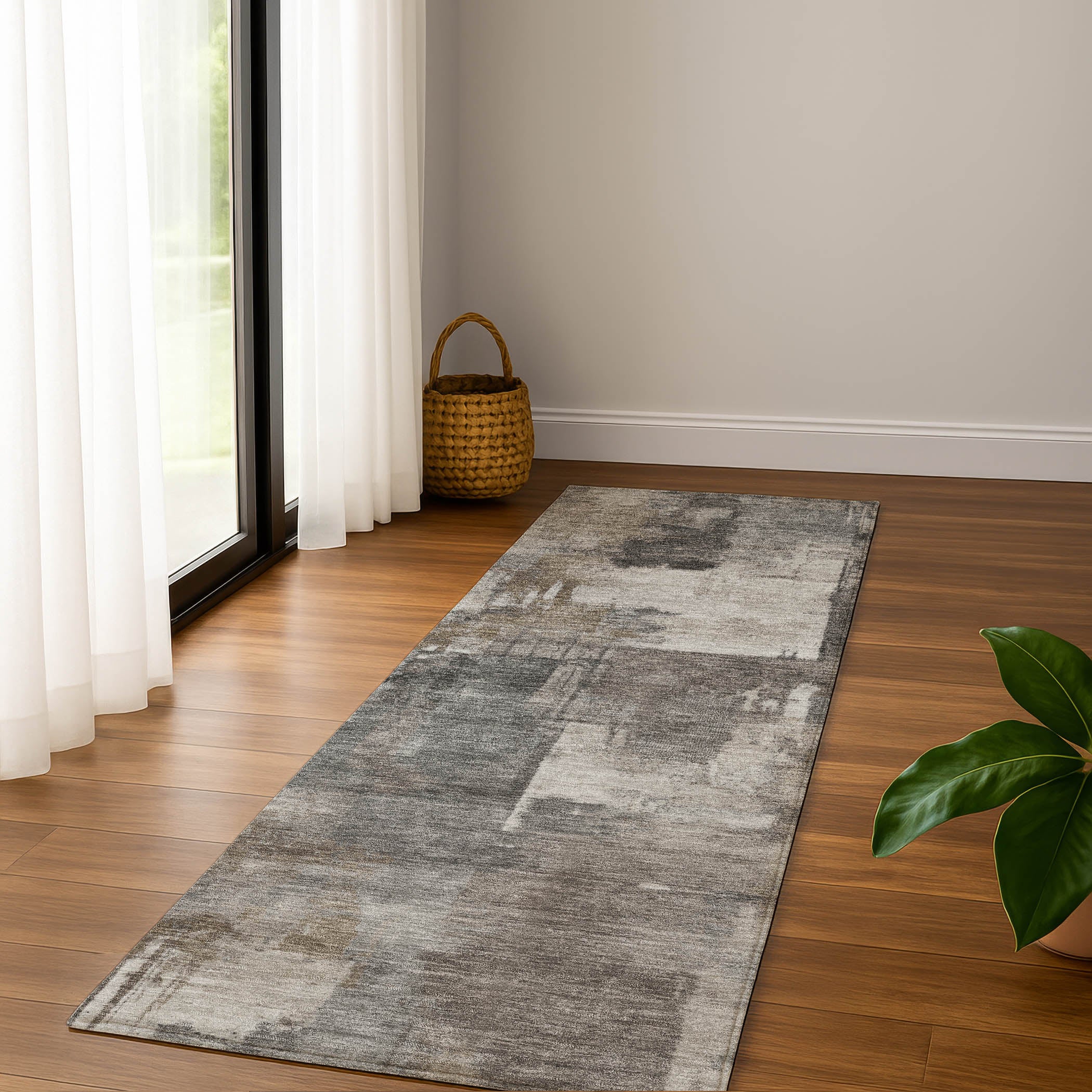 Seville Machine Washable Transitional Pewter Gray Rug 2'3" x 7'6" #shape_Runner