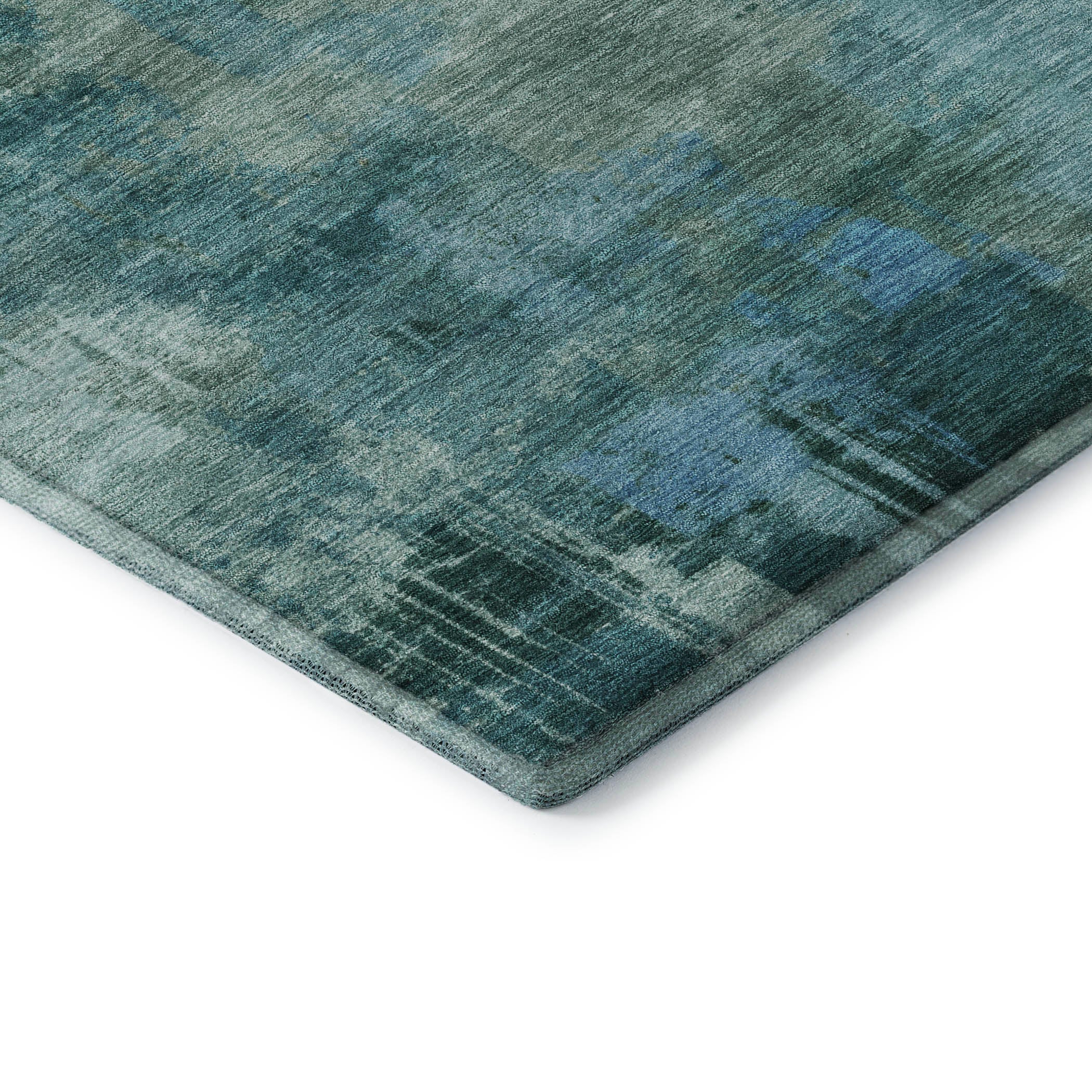 Seville Machine Washable Transitional Teal Rug 1'8" x 2'6" #shape_Rectangle