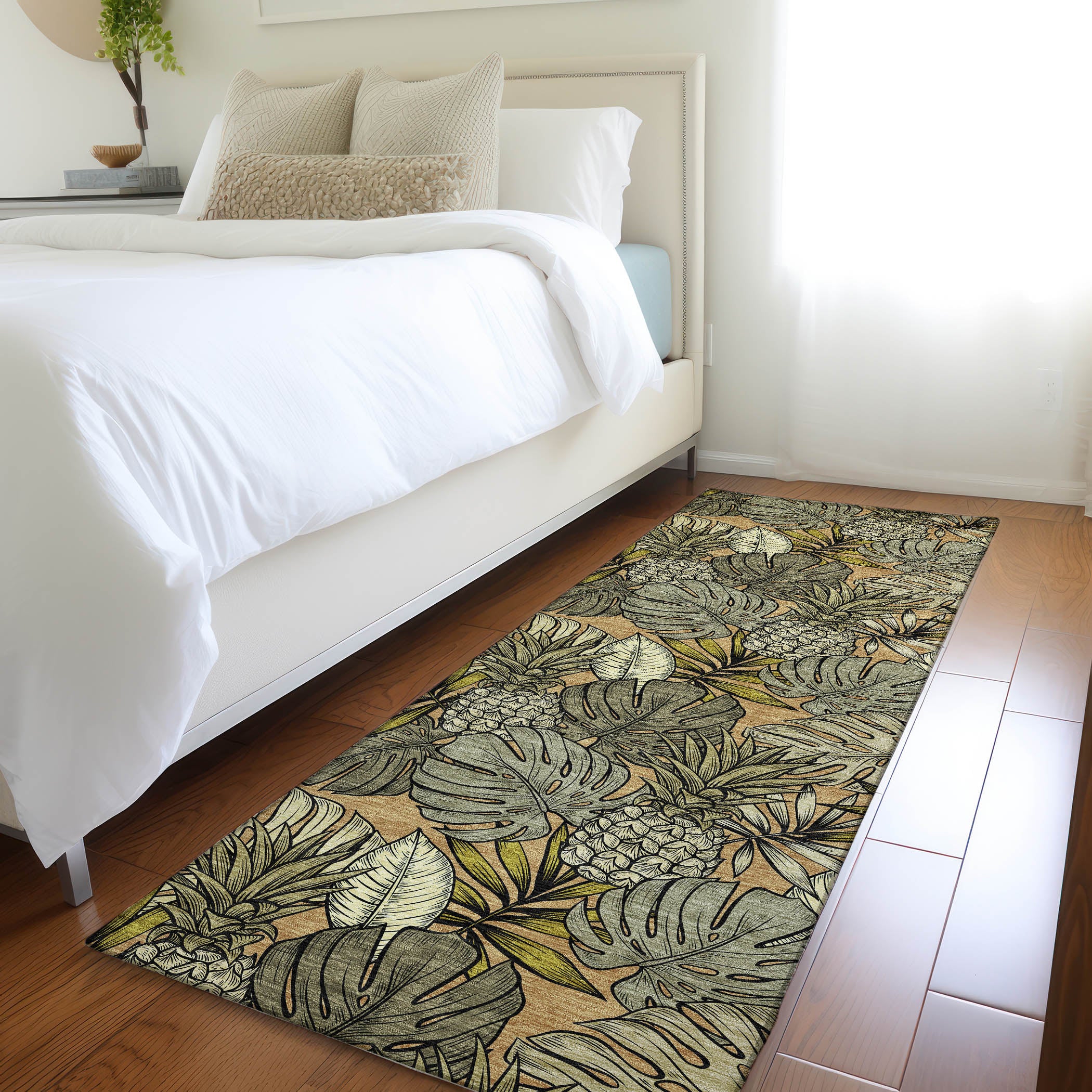Chiang Mai Machine Washable Tropical Baja Brown Rug 2'3" x 7'6" #shape_Runner