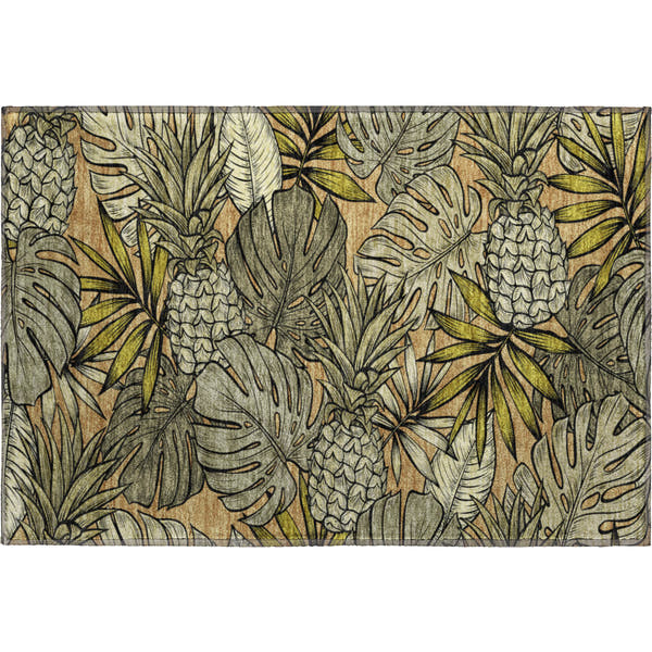 Chiang Mai Machine Washable Tropical Baja Brown Rug 1'8" x 2'6"