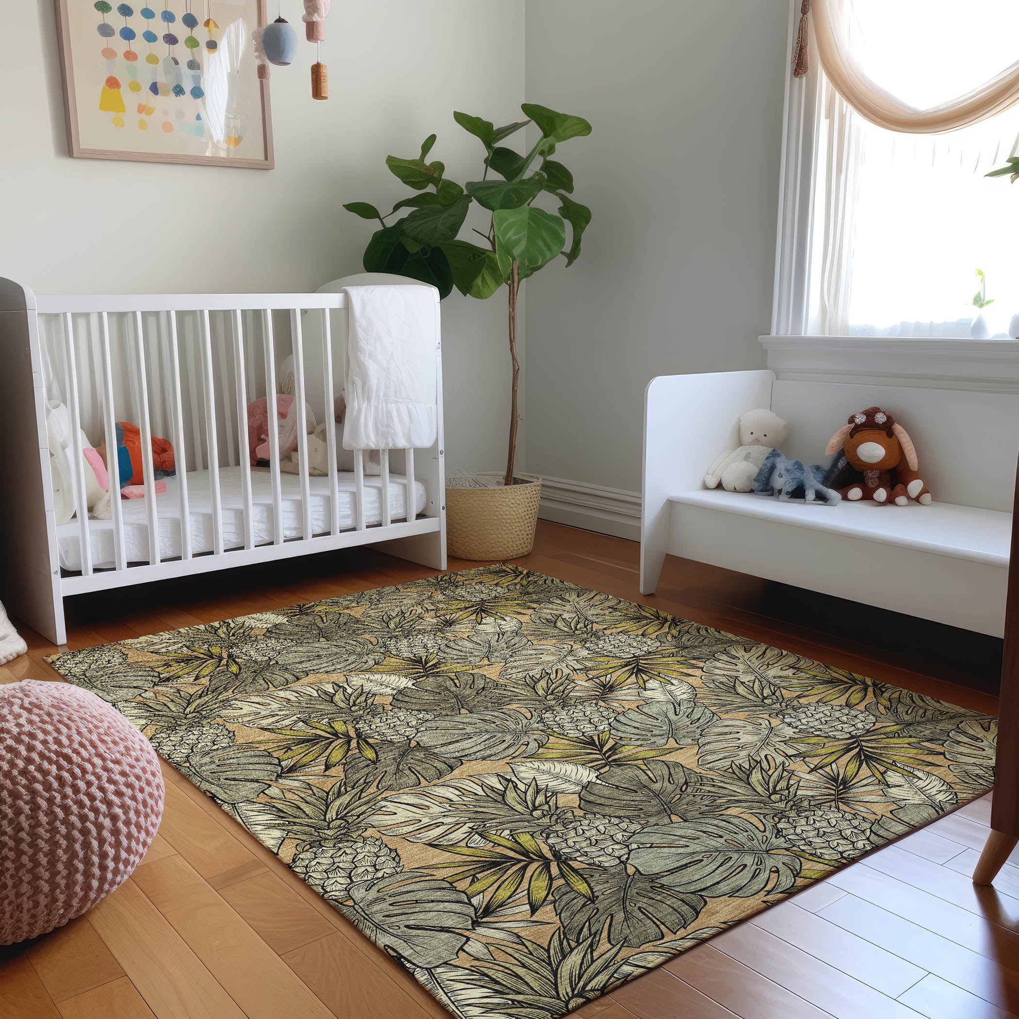 Chiang Mai Machine Washable Tropical Baja Brown Rug 2'6" x 3'10" #shape_Rectangle