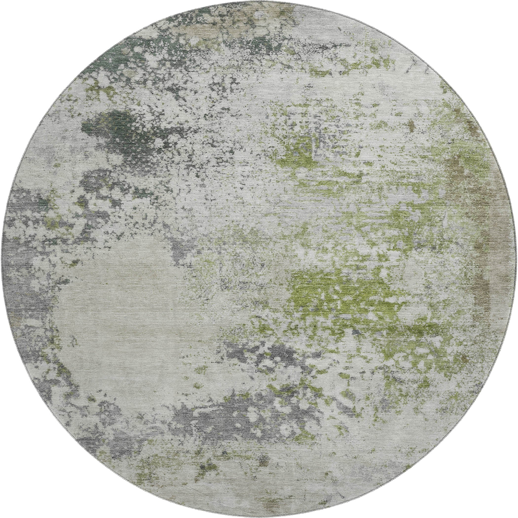 Santorini Machine Washable Transitional Linen Ivory Rug 8' x 8' #shape_Round