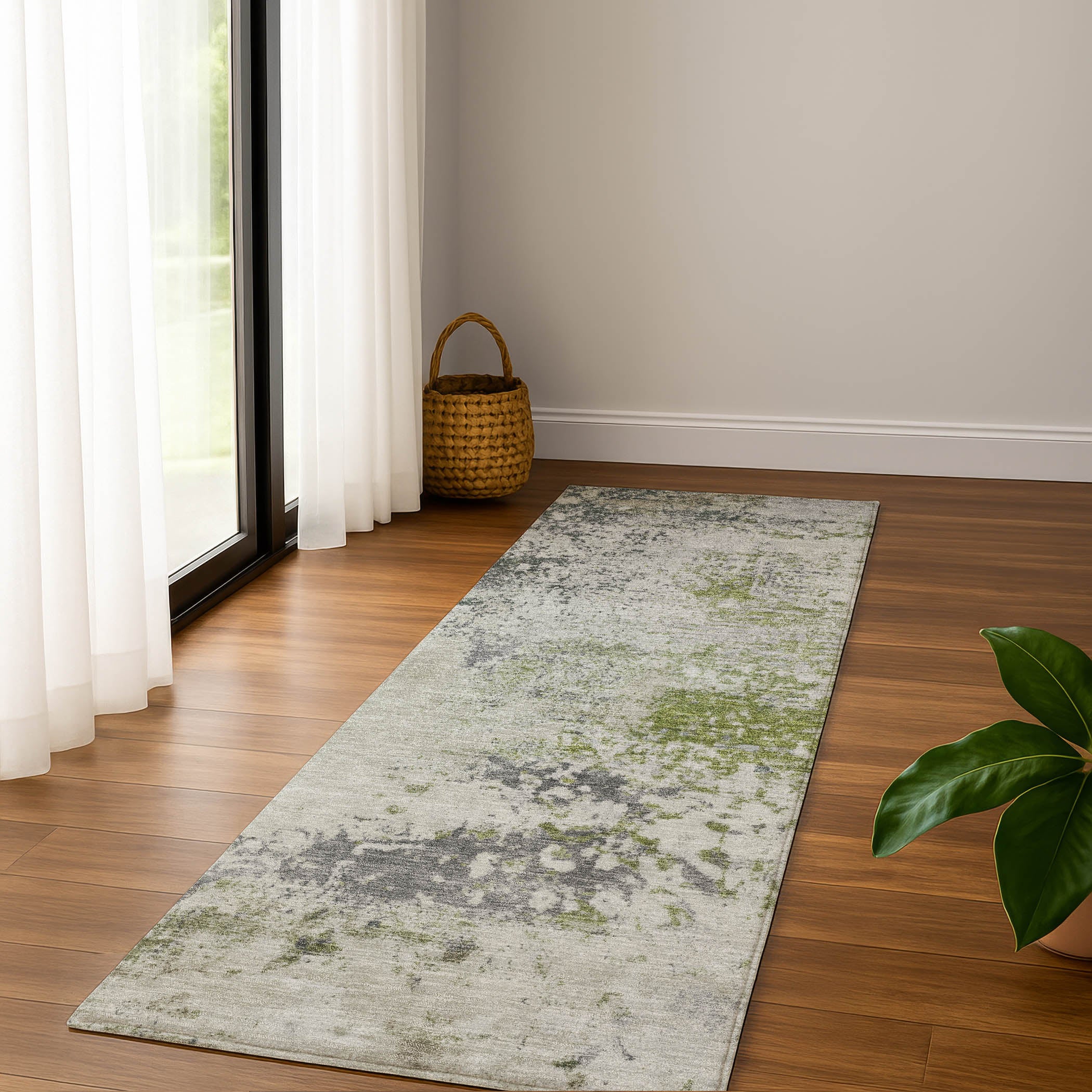 Santorini Machine Washable Transitional Linen Ivory Rug 2'3" x 7'6" #shape_Runner