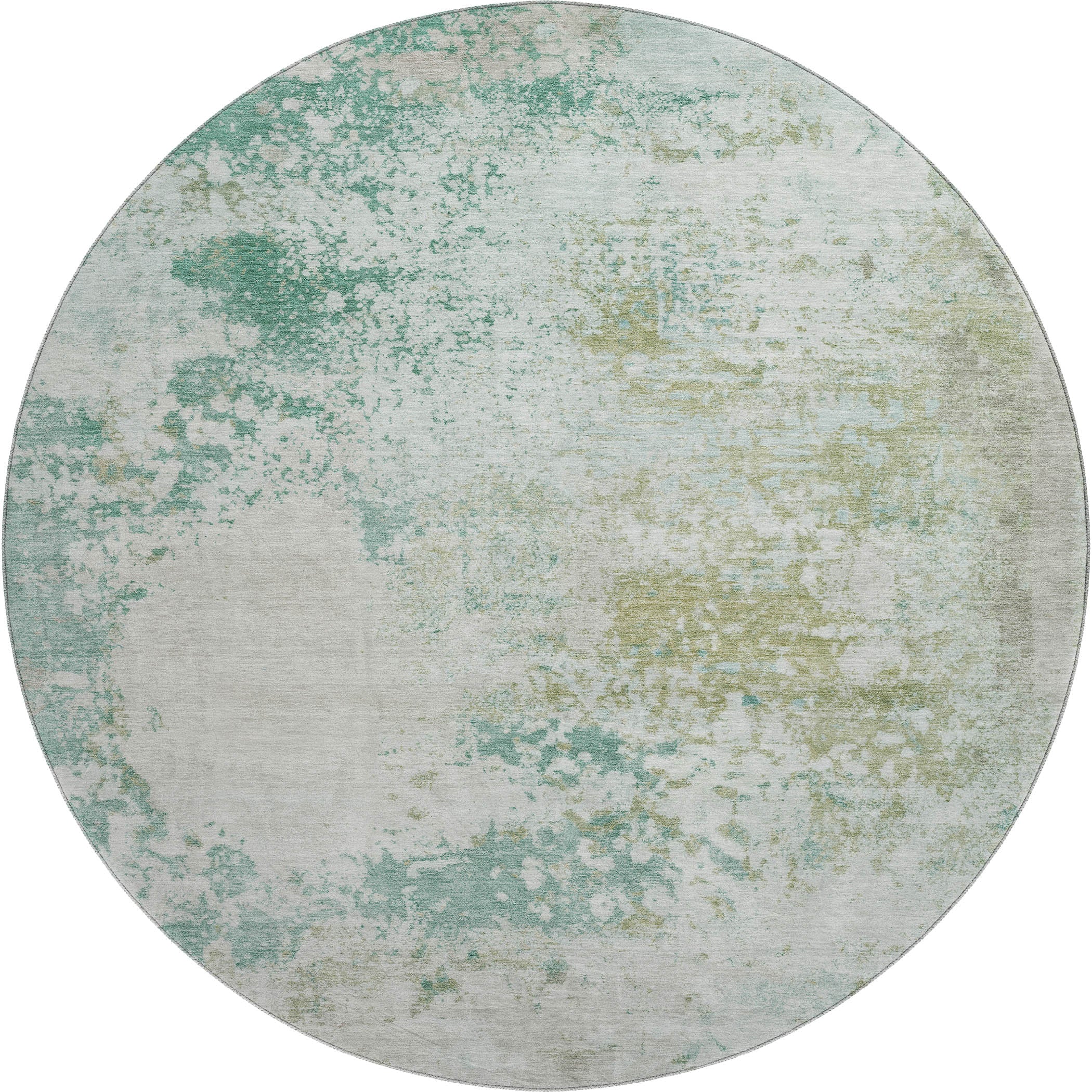 Santorini Machine Washable Transitional Putty Ivory Rug 8' x 8' #shape_Round