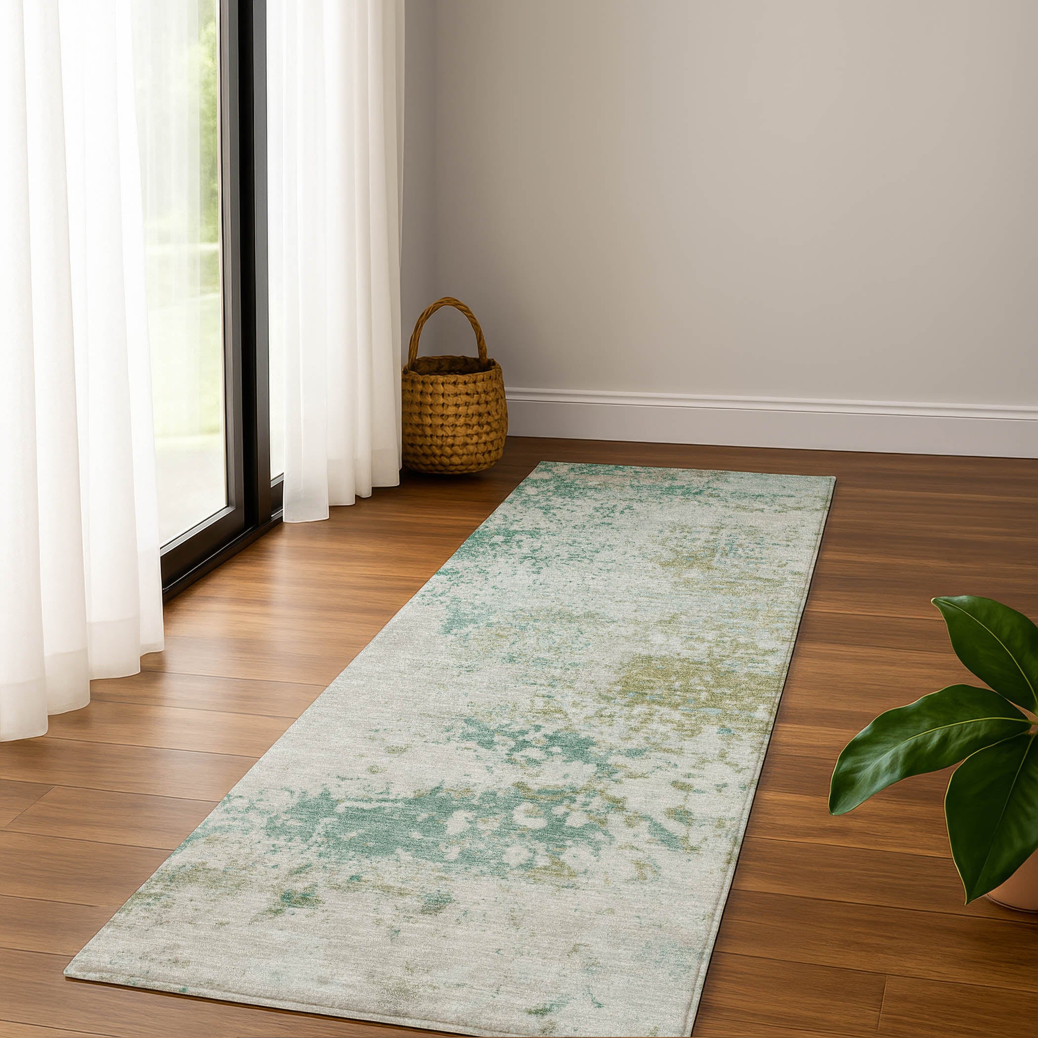 Santorini Machine Washable Transitional Putty Ivory Rug 2'3" x 7'6" #shape_Runner
