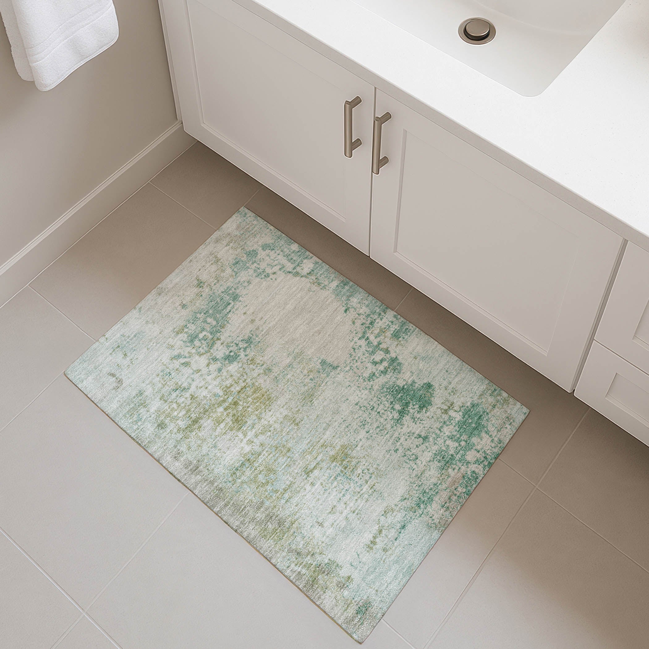 Santorini Machine Washable Transitional Putty Ivory Rug 1'8" x 2'6" #shape_Rectangle