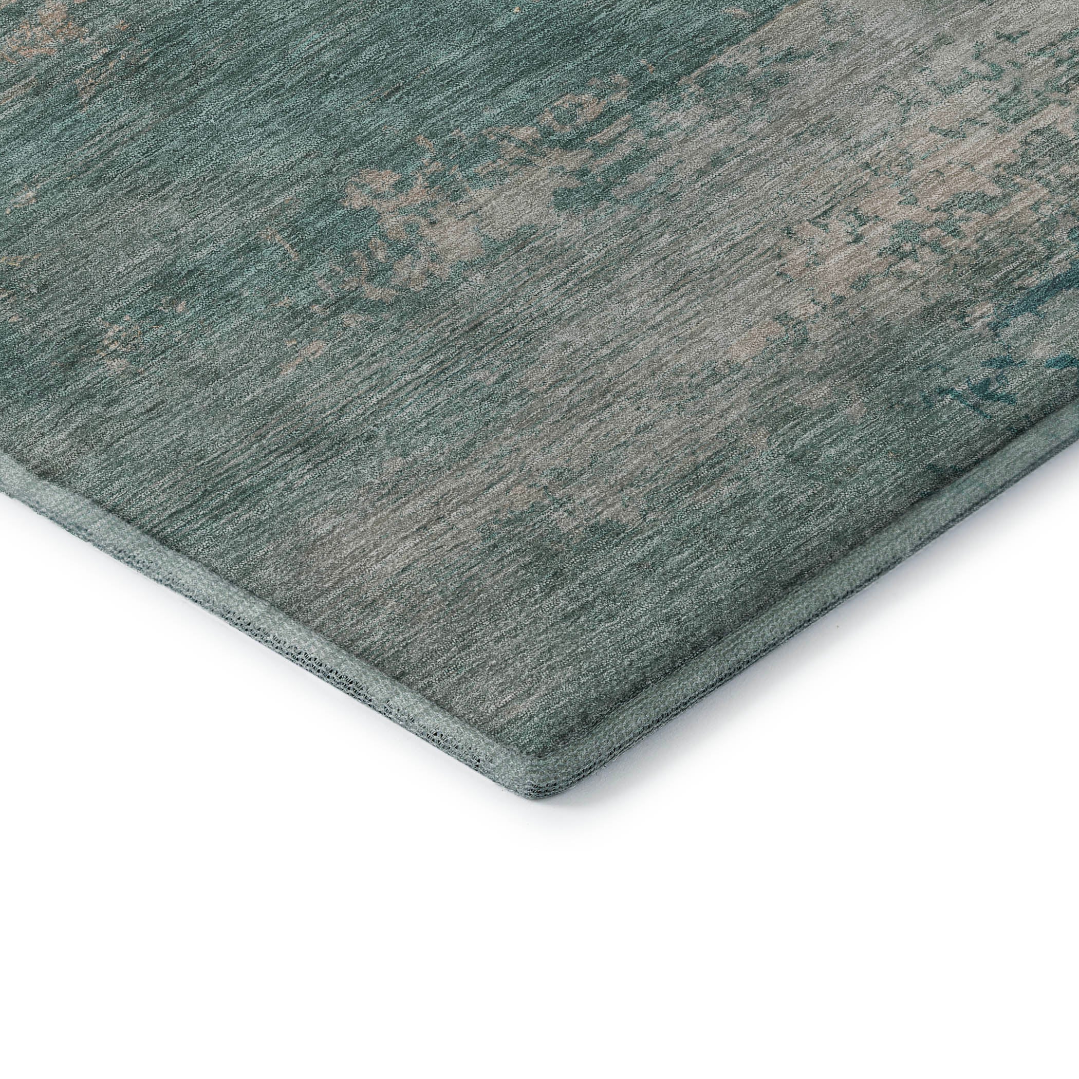 Chiang Mai Machine Washable Transitional Aqua Teal Rug 1'8" x 2'6" #shape_Rectangle