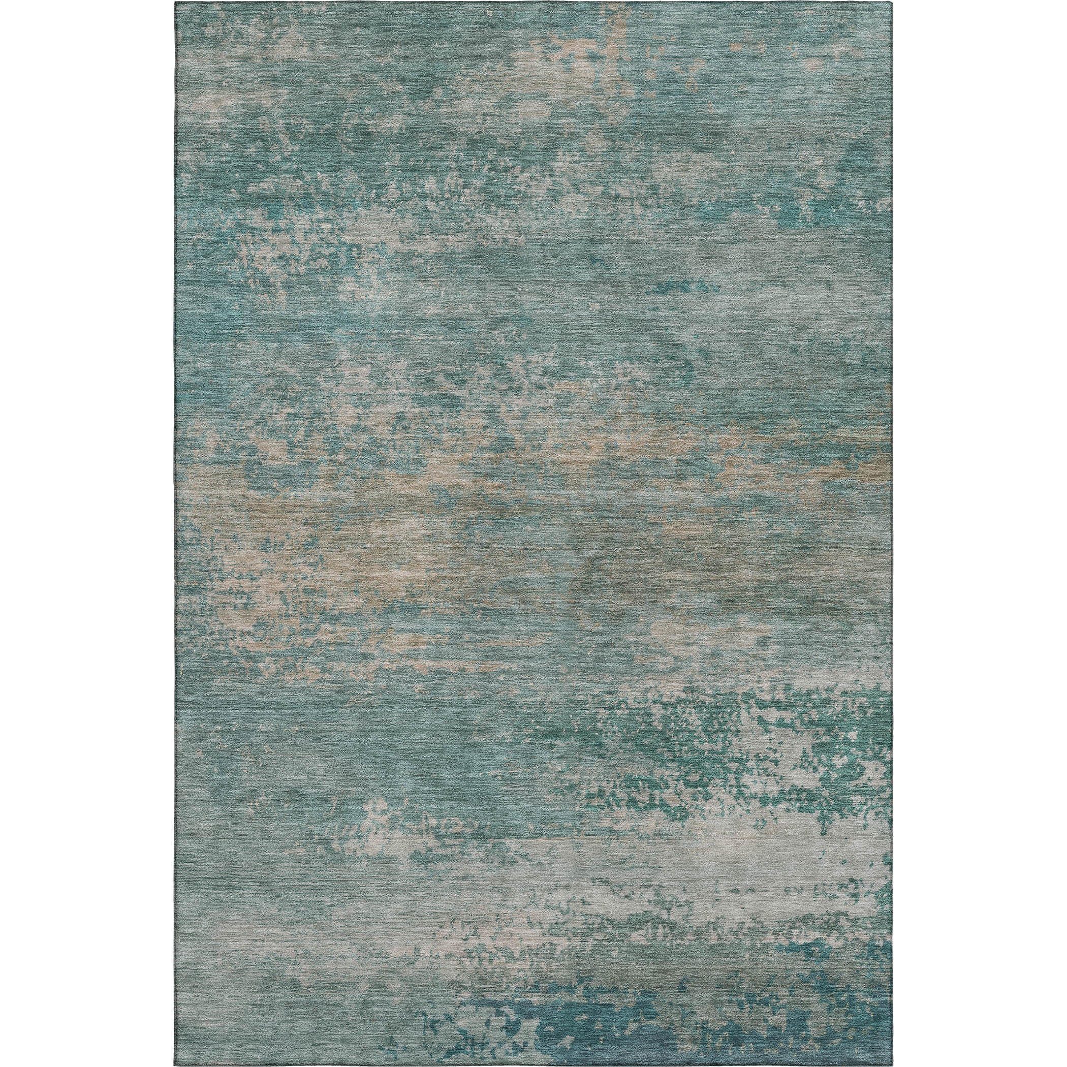 Chiang Mai Machine Washable Transitional Aqua Teal Rug 2'6" x 3'10" #shape_Rectangle