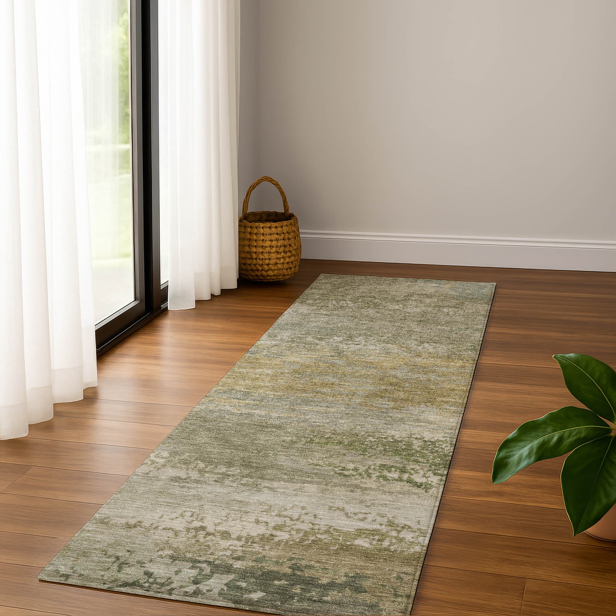 Chiang Mai Machine Washable Transitional Beige Brown Rug 2'3" x 7'6" #shape_Runner