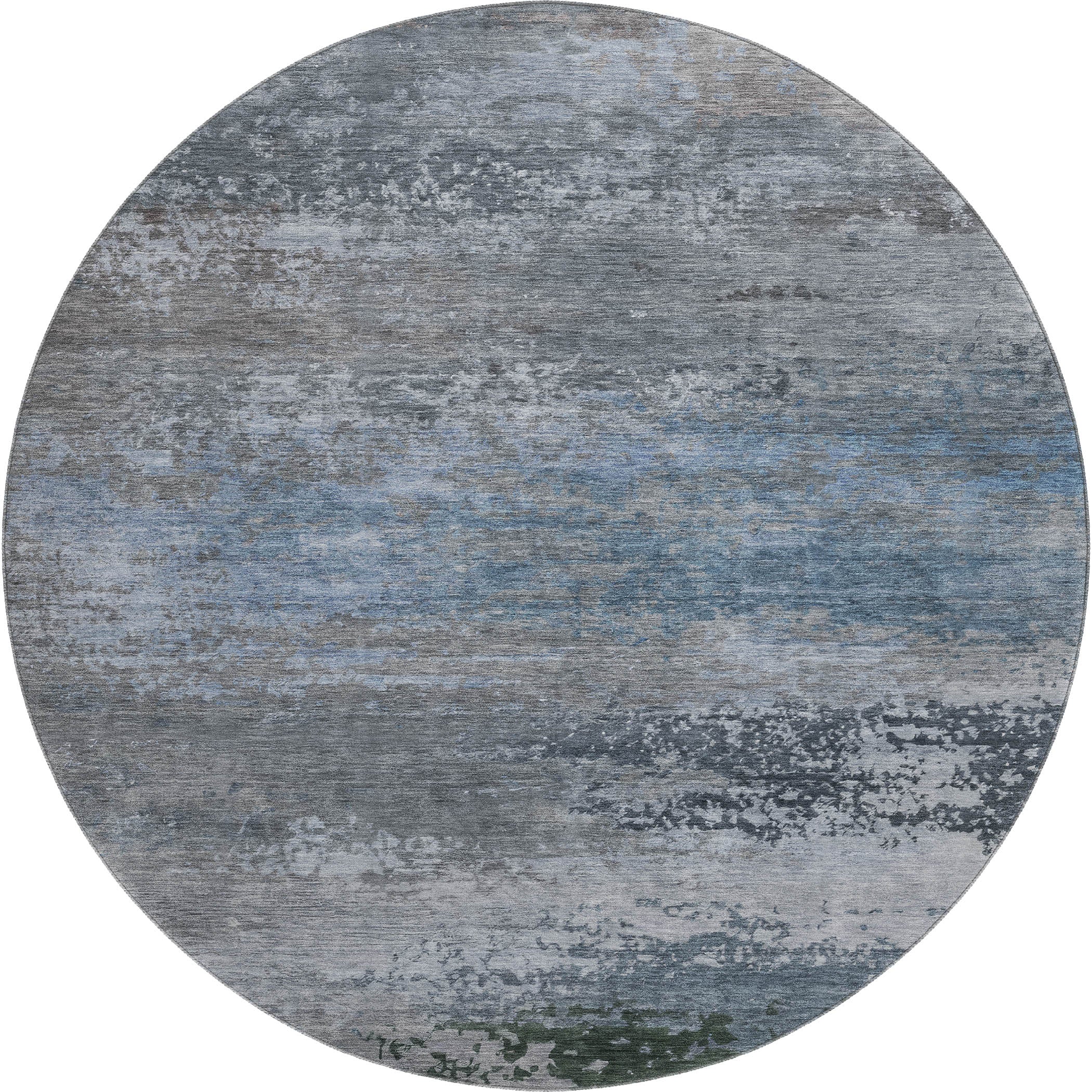 Chiang Mai Machine Washable Transitional Pewter Gray Rug 8' x 8' #shape_Round