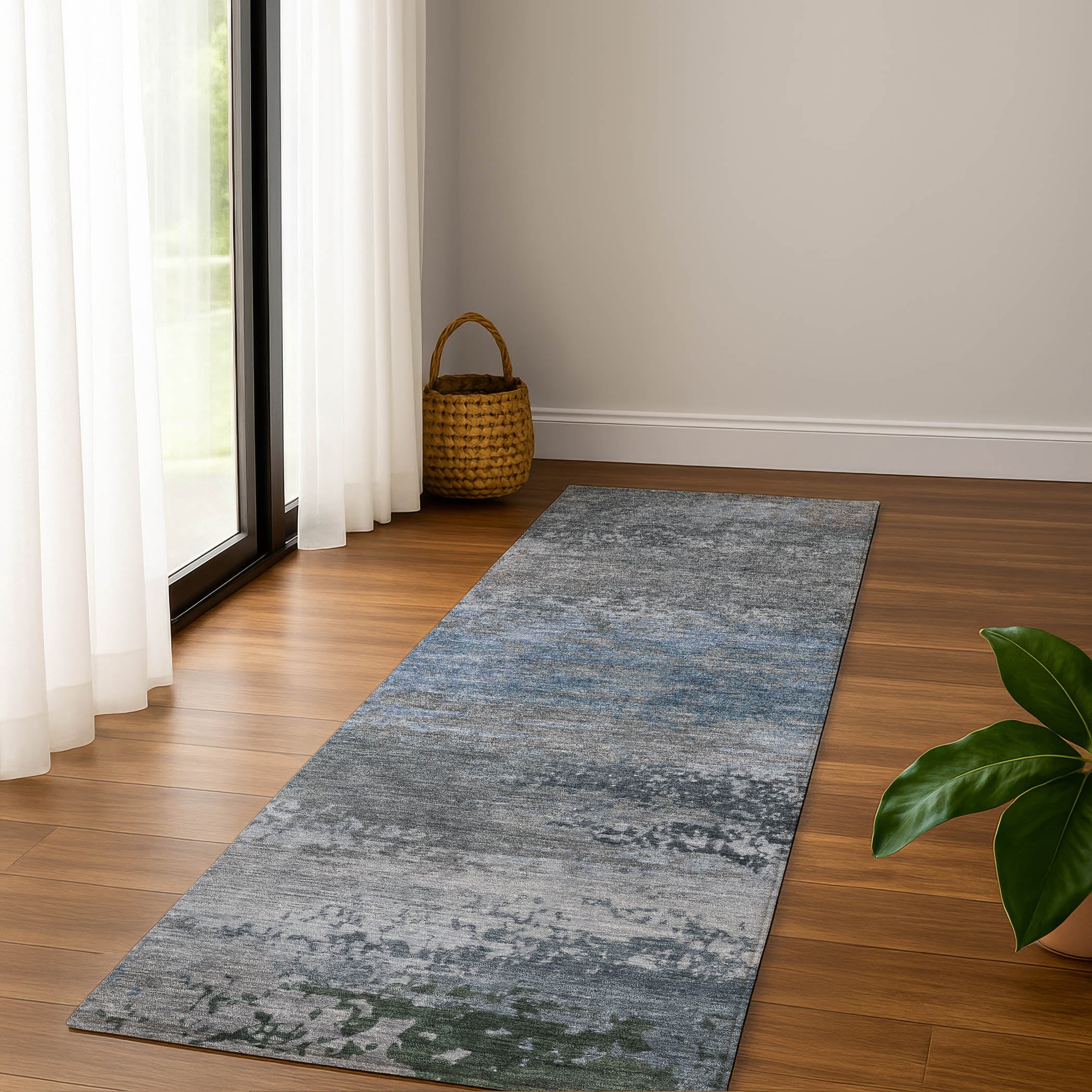 Chiang Mai Machine Washable Transitional Pewter Gray Rug 2'3" x 7'6" #shape_Runner