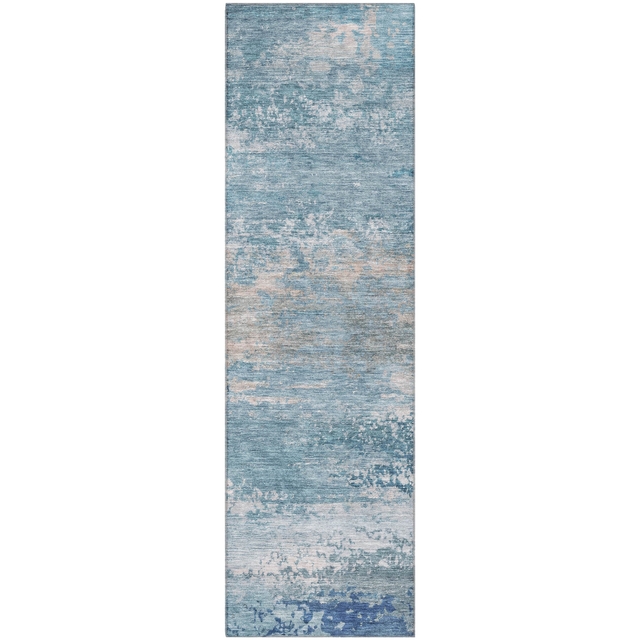 Chiang Mai Machine Washable Transitional Sky Blue Rug 2'3" x 7'6" #shape_Runner
