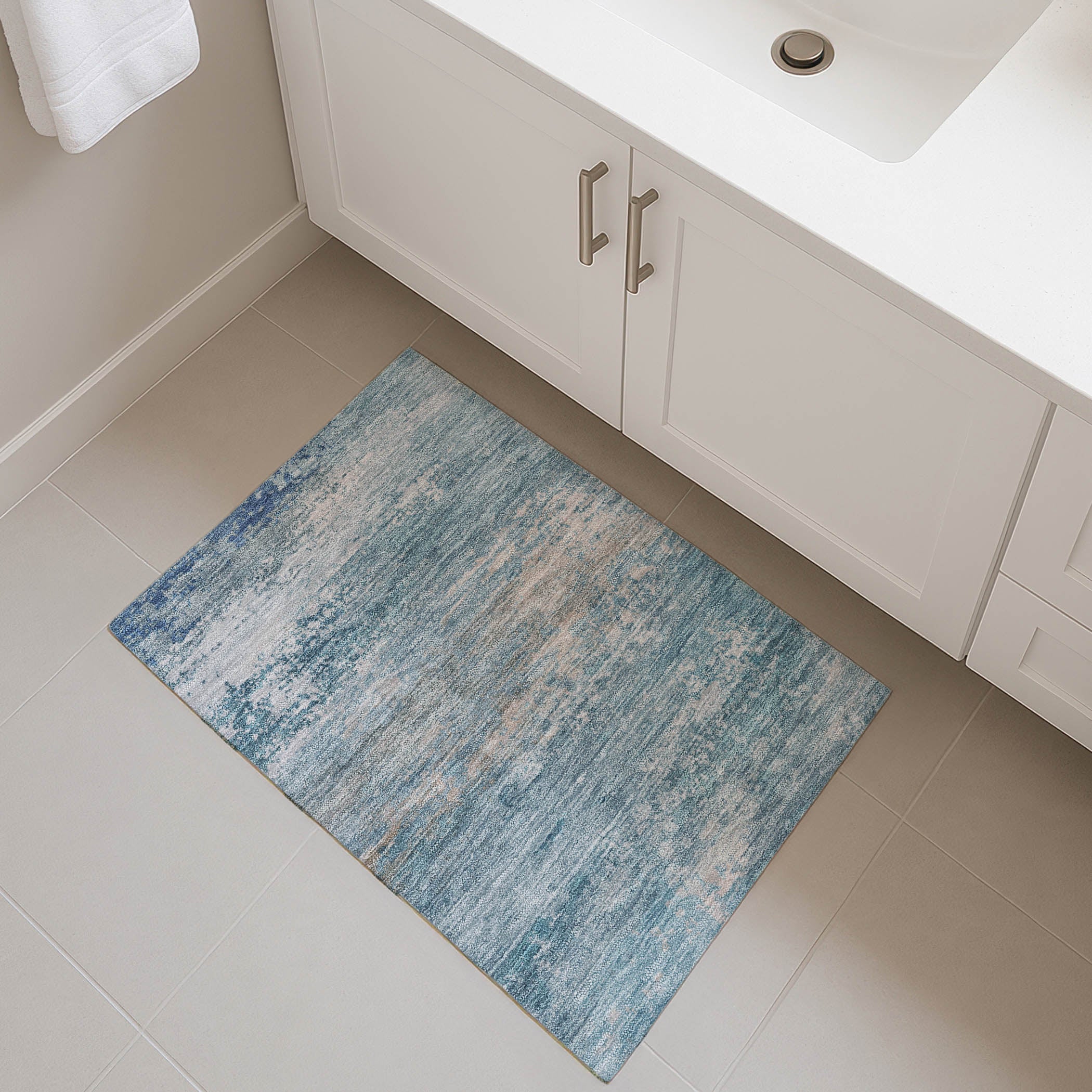 Chiang Mai Machine Washable Transitional Sky Blue Rug 1'8" x 2'6" #shape_Rectangle