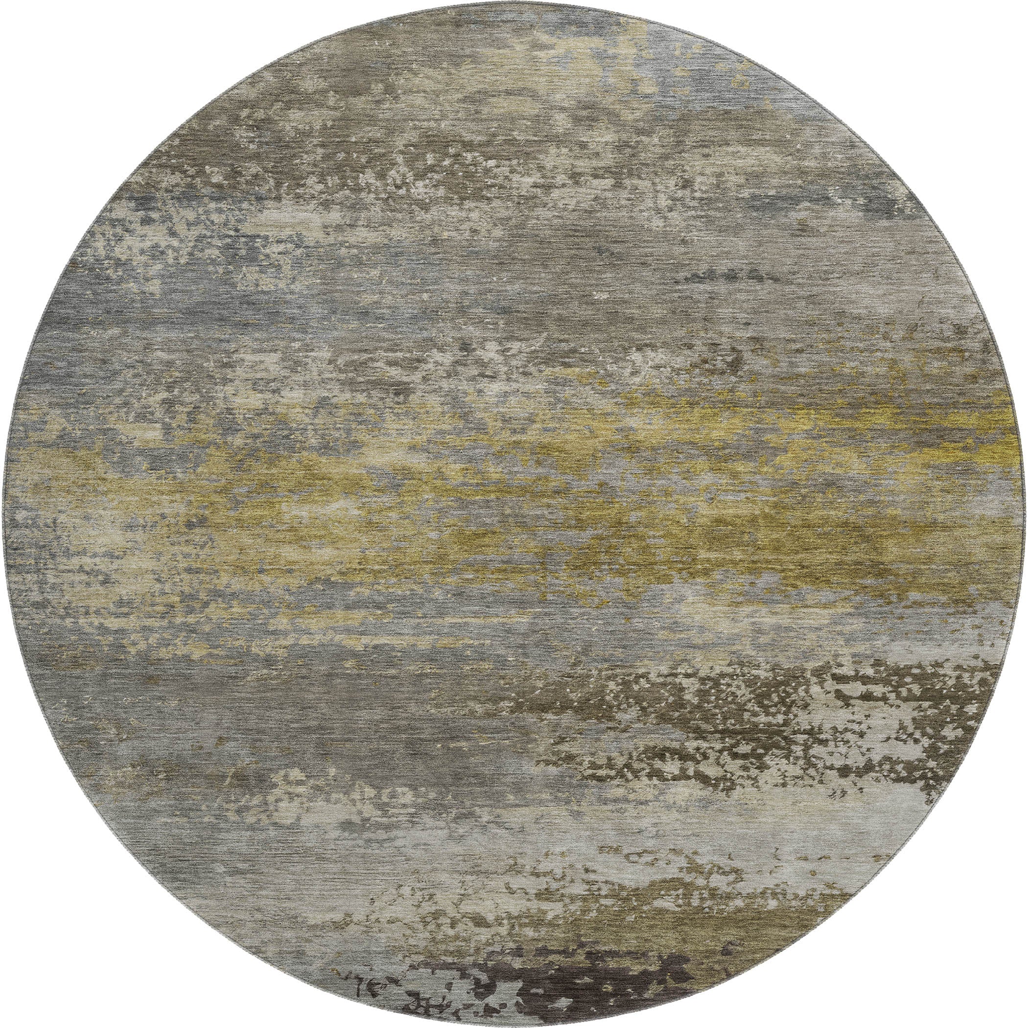 Chiang Mai Machine Washable Transitional Taupe Brown Rug 8' x 8' #shape_Round