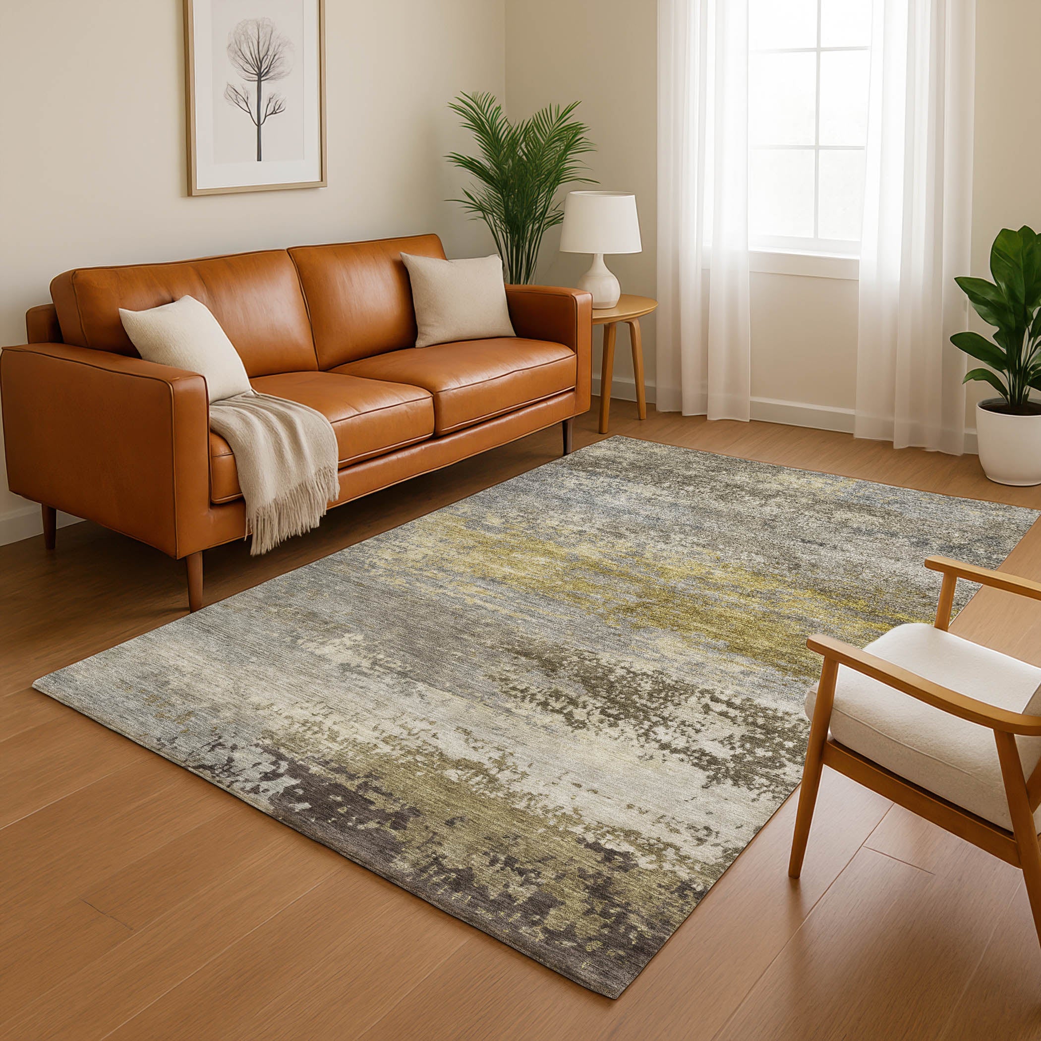 Chiang Mai Machine Washable Transitional Taupe Brown Rug 2'6" x 3'10" #shape_Rectangle