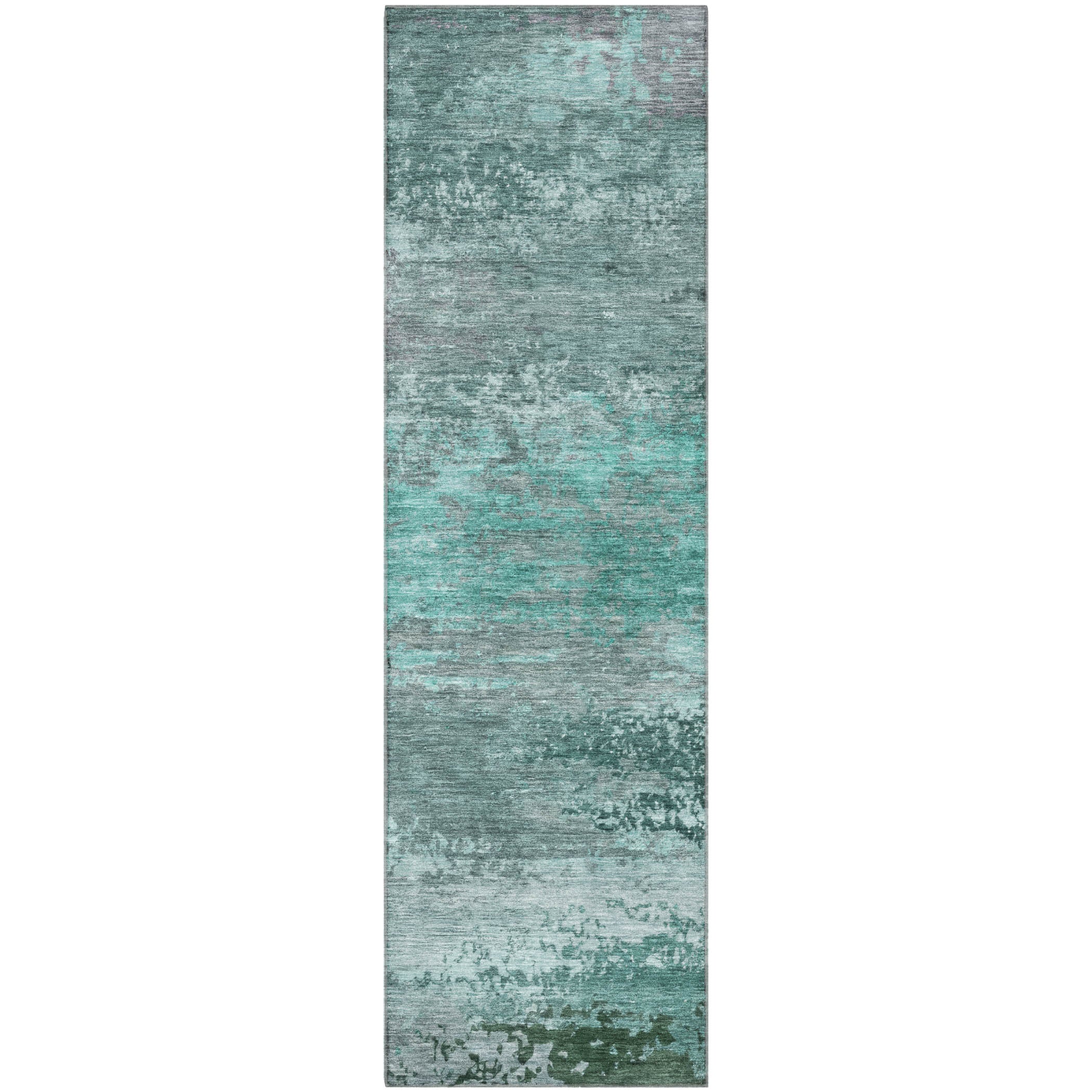Chiang Mai Machine Washable Transitional Teal Rug 2'3" x 7'6" #shape_Runner