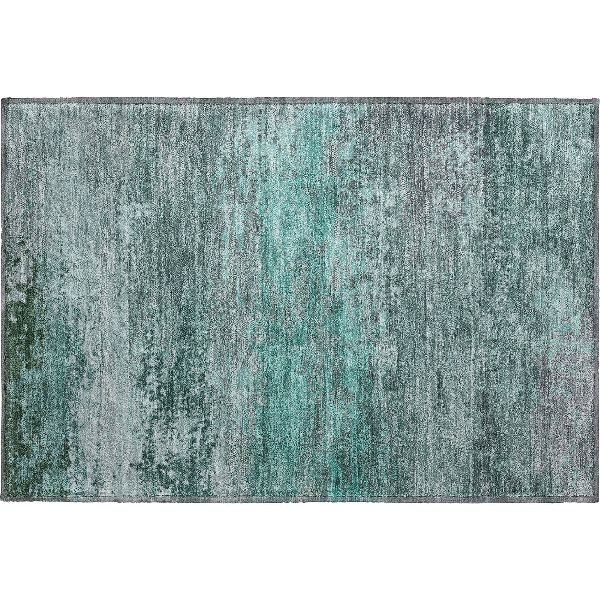 Chiang Mai Machine Washable Transitional Teal Rug 1'8" x 2'6" #shape_Rectangle
