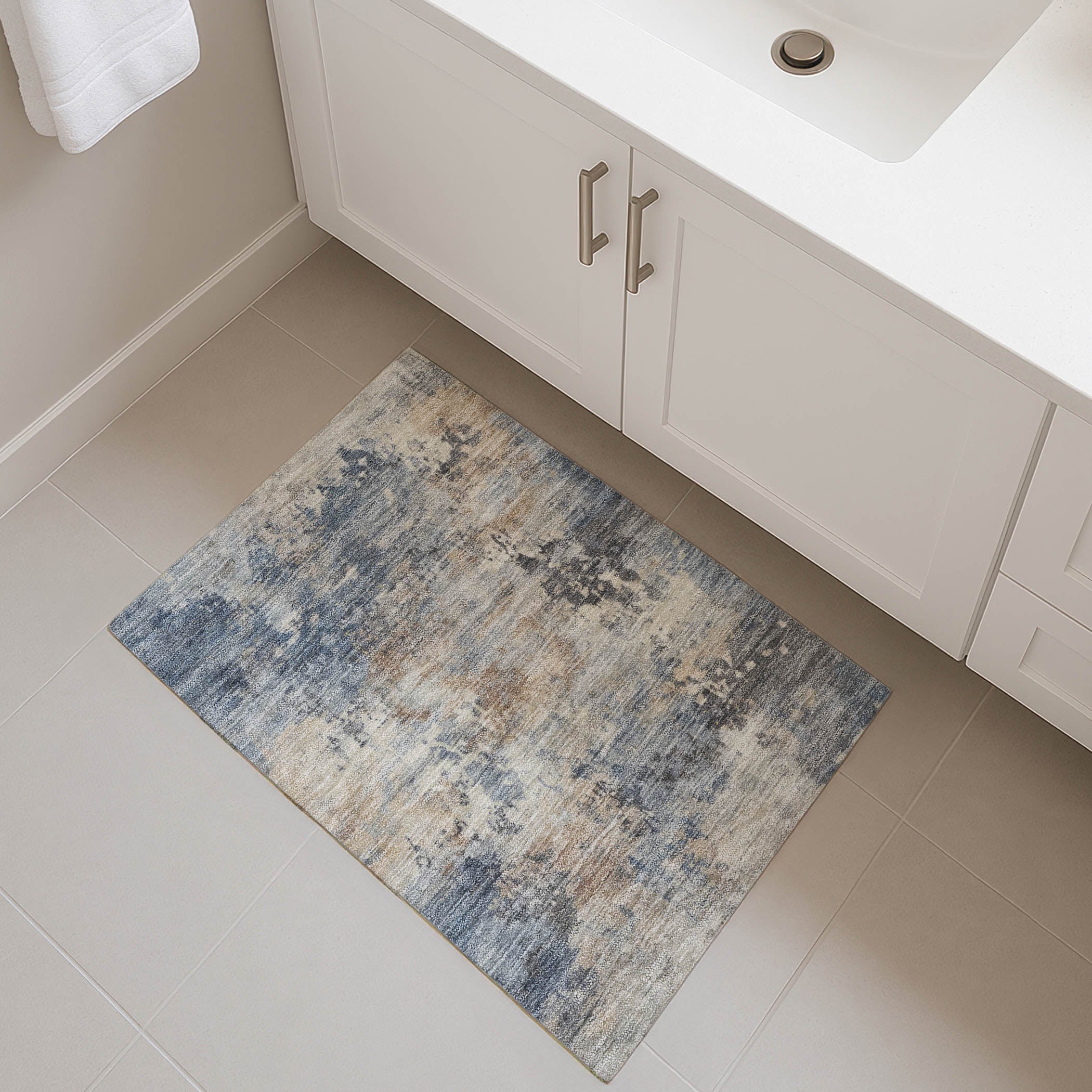 Santorini Machine Washable Transitional Denim Blue Rug 1'8" x 2'6" #shape_Rectangle