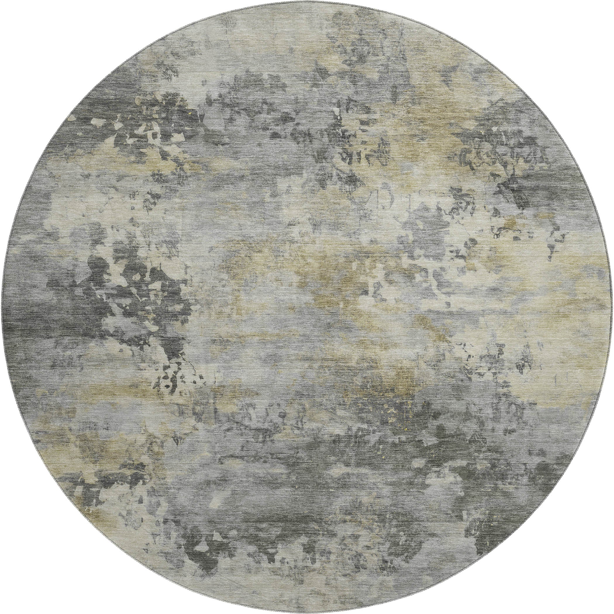 Santorini Machine Washable Transitional Pewter Gray Rug 8' x 8' #shape_Round