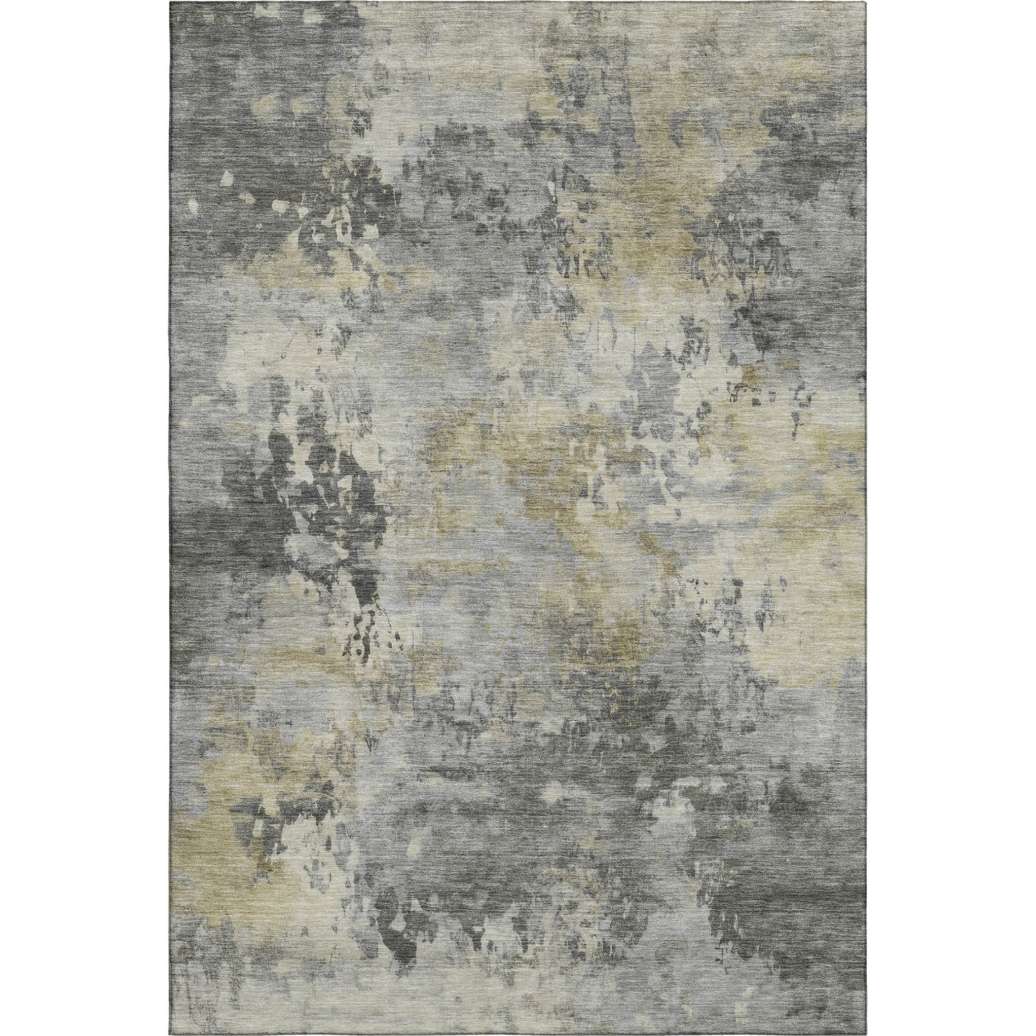 Santorini Machine Washable Transitional Pewter Gray Rug 2'6" x 3'10" #shape_Rectangle