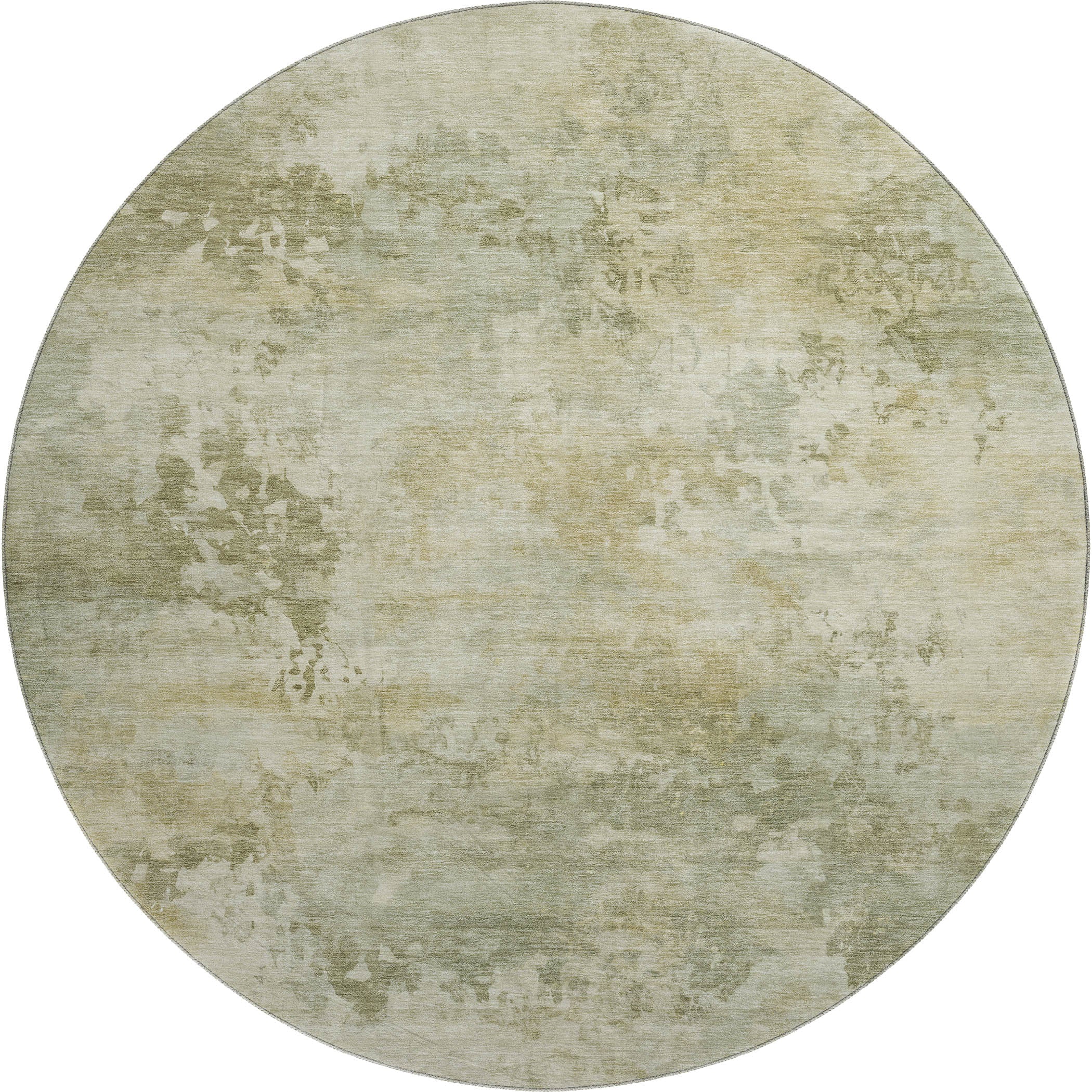 Santorini Machine Washable Transitional Sage Green Rug 8' x 8' #shape_Round